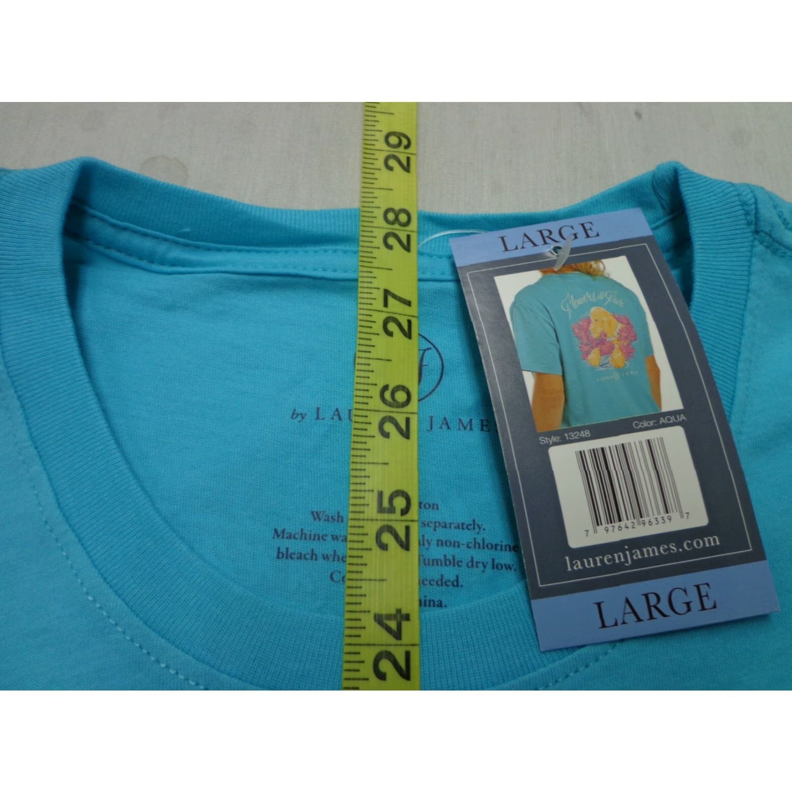 Vintage Lauren James Women's Shirt Puppies Flowers & Fur Pocket Graphic Crew Neck Short Sleeve Blue LARGE NWT Size L / US 10 / IT 46 - 6 Thumbnail