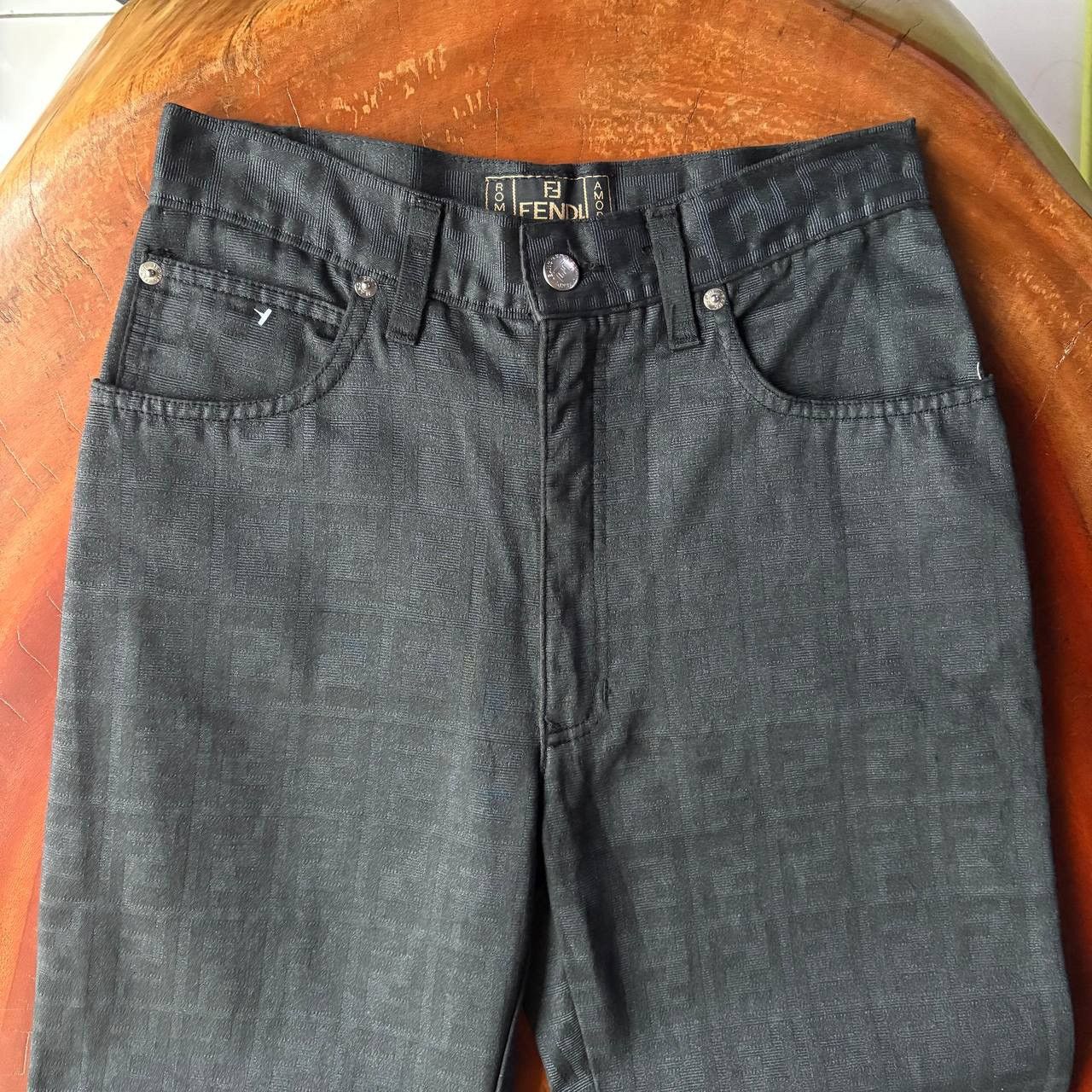 Fendi Vintage Fendi Zucca Dark Grey Monogram Jeans Pants Size US 27 - 3 Thumbnail