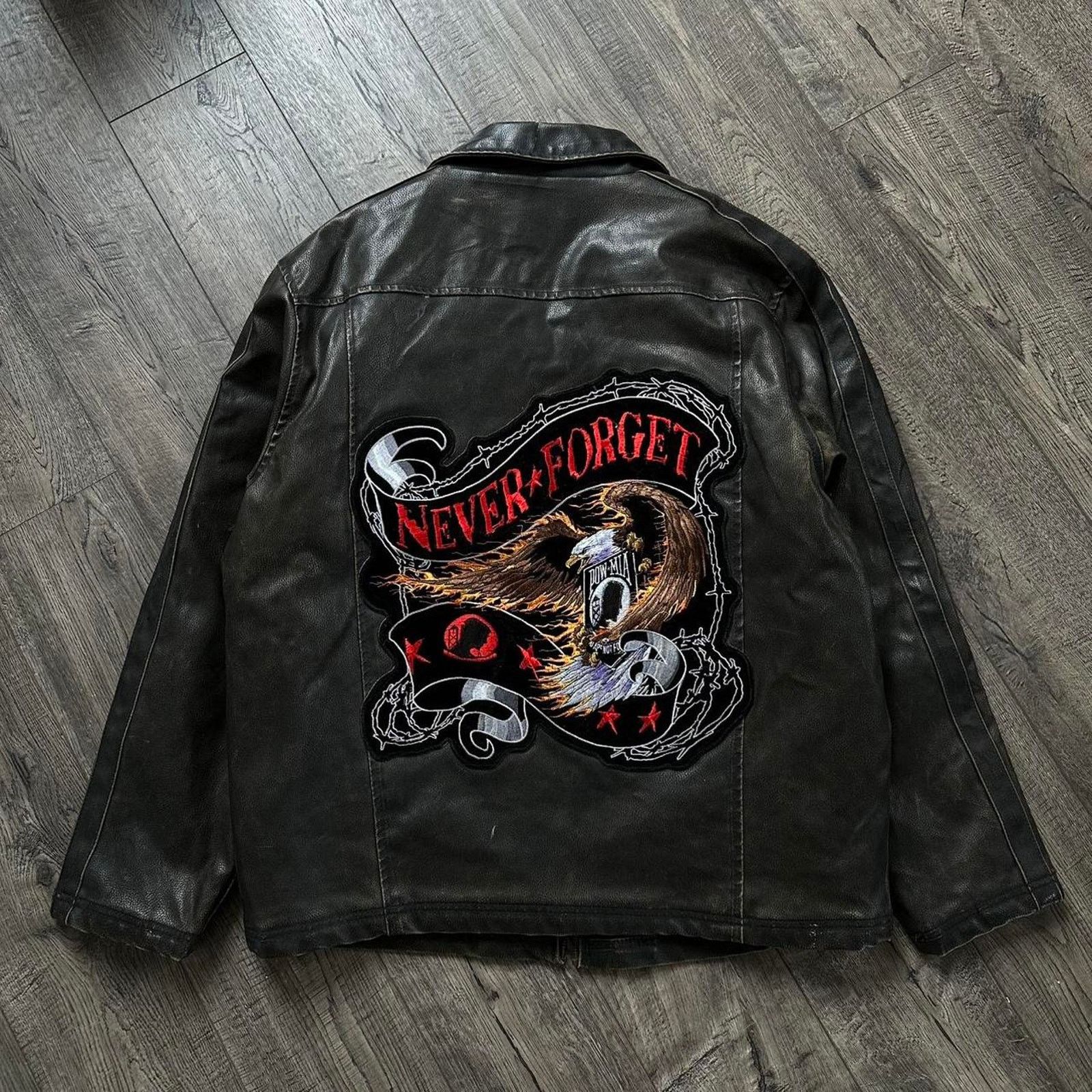 Vintage Vintage 90s Biker USA POW Marines Army Leather Biker Jacket Size US XL / EU 56 / 4 - 1 Thumbnail