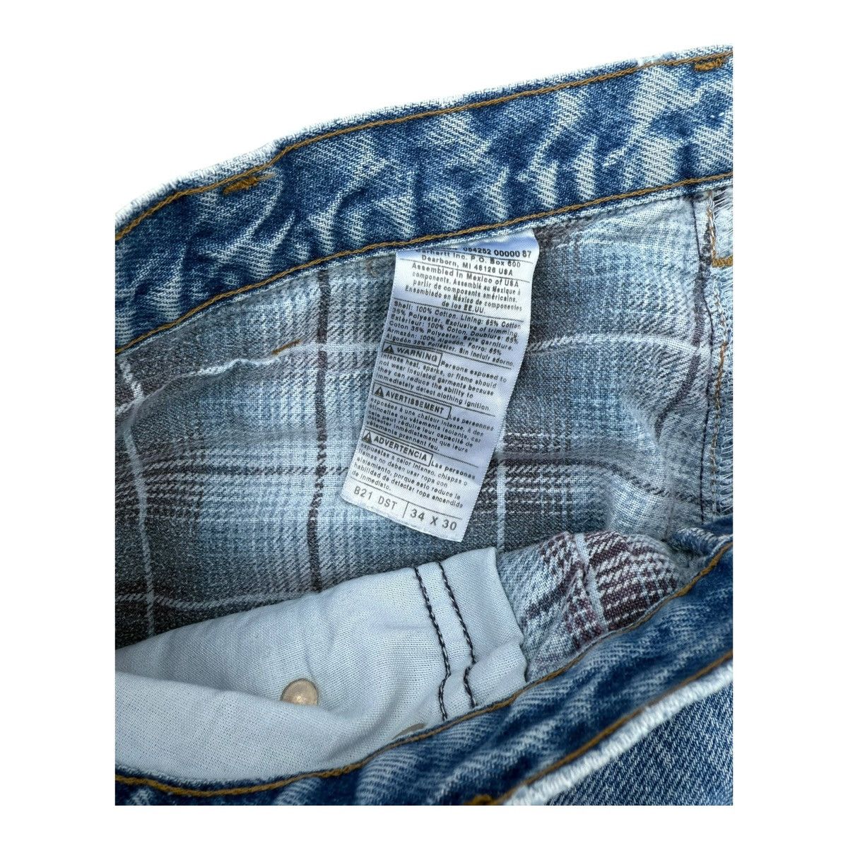 Carhartt Carhartt B21 DST Distressed Flannel-Lined Denim Jeans 34x30 Size US 34 / EU 50 - 6 Thumbnail