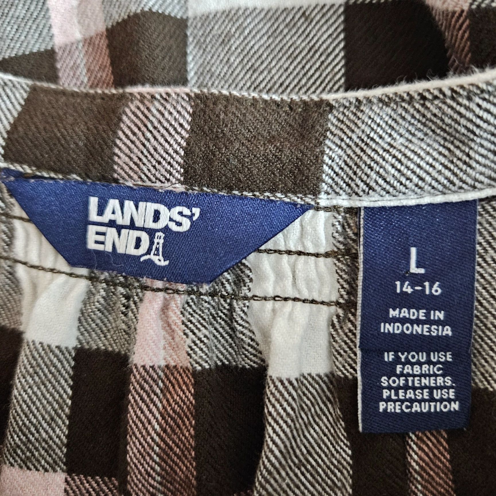 Lands' End Lands' End Womens Blouse Plaid Flannel Top Sz L Pink Brown 3/4 Sleeve Cotton Shirt Women's Wooly Fall Winter Spring Size L / US 10 / IT 46 - 5 Thumbnail