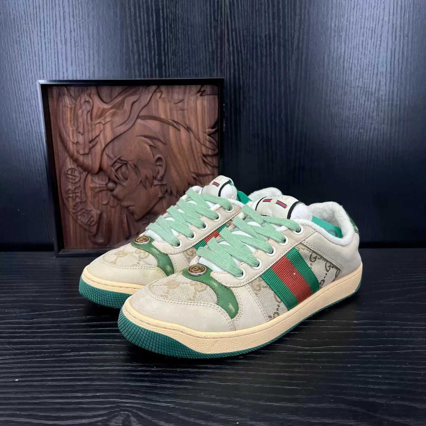 Gucci Gucci Dirty Sneakers Gray Green 36.5 Original Box Size US 6 / IT 36 - 1 Thumbnail