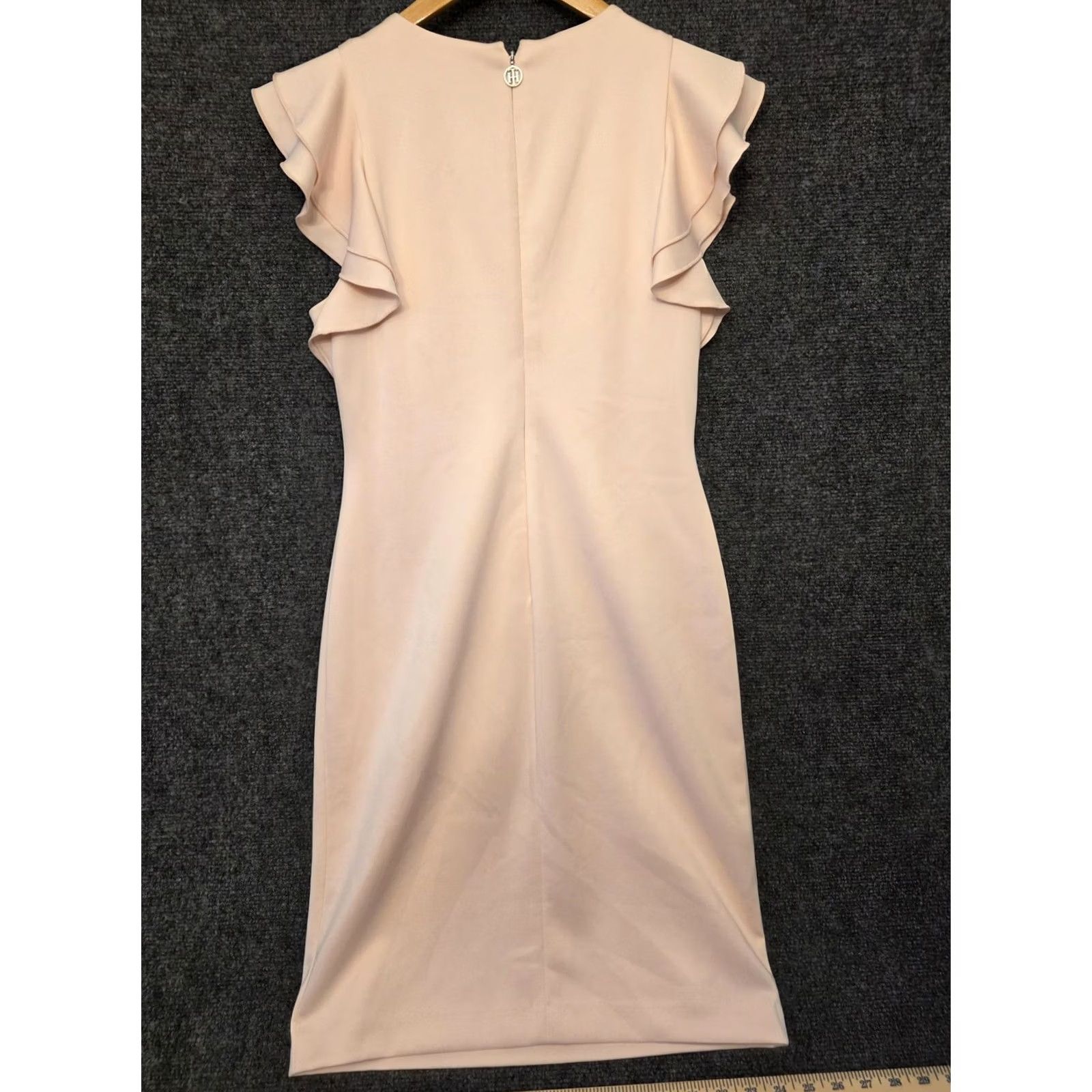Tommy Hilfiger Tommy Hilfiger Dress Womens 6 Pink Ruffle Flutter Sleeve Sheath Knee Length Size M / US 6-8 / IT 42-44 - 6 Thumbnail