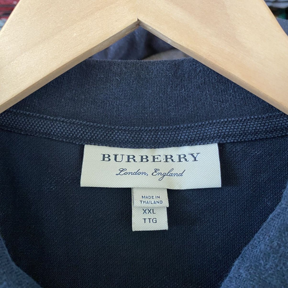 Burberry Vintage Burberry Polo Shirt Black Y2K Grunge Designer Size US XXL / EU 58 / 5 - 3 Thumbnail