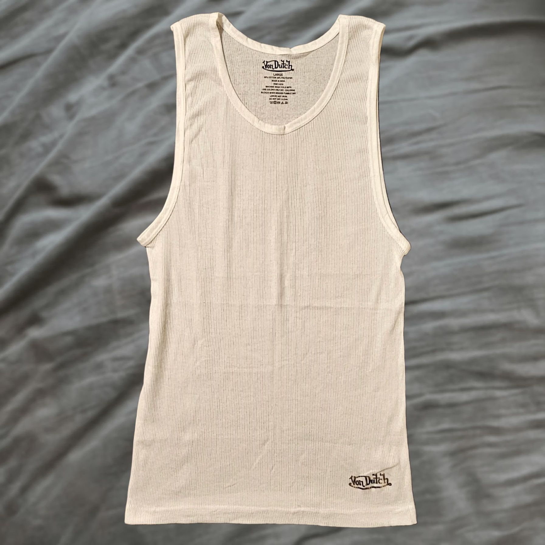 Von Dutch Von Dutch Men's L Cotton Ribbed Tank Tops White Lot of 2 Size US L / EU 52-54 / 3 - 1 Thumbnail