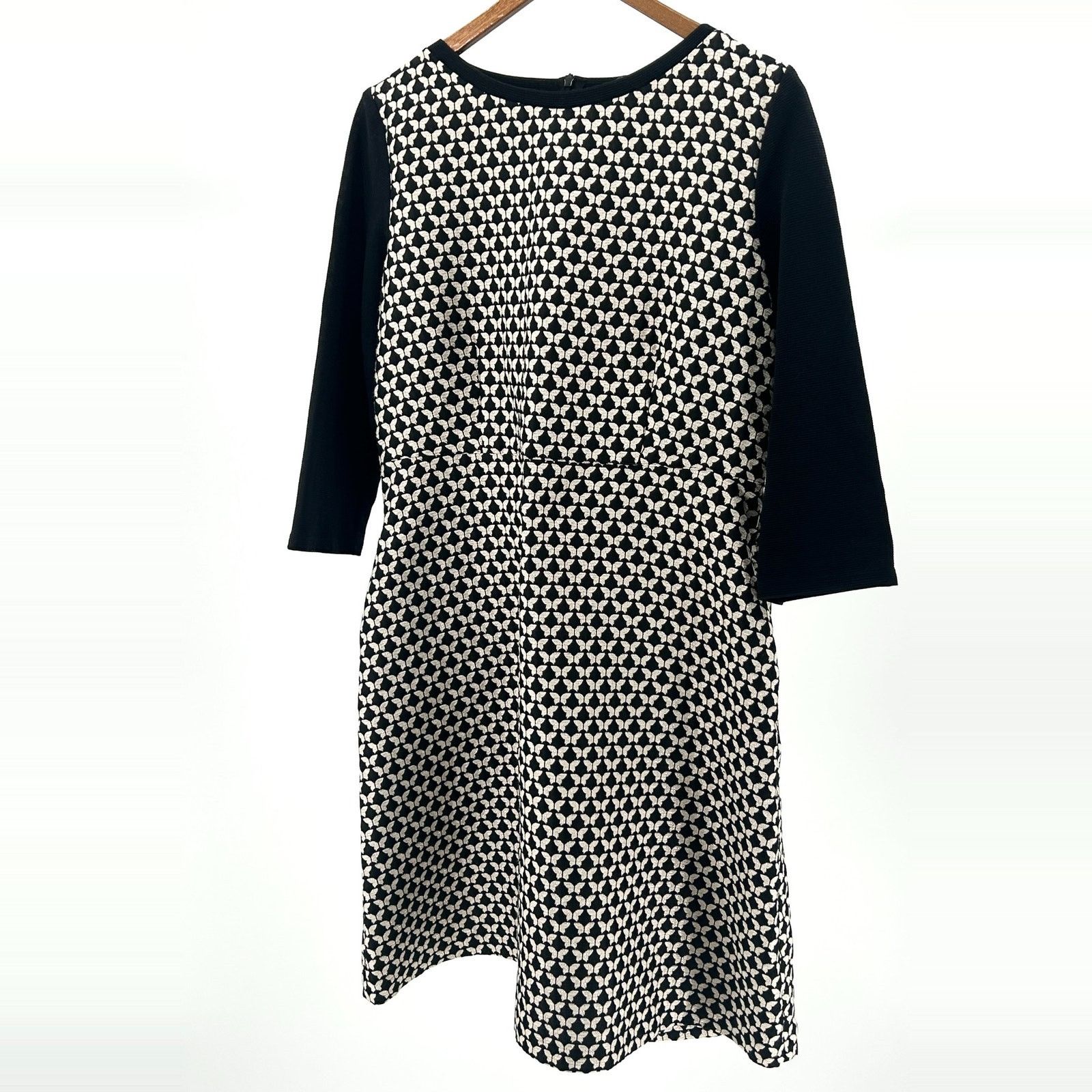Max Mara Weekend Max Mara Black Cream Butterfly Jacquard Shift Dress Size XL / US 12-14 / IT 48-50 - 1 Thumbnail