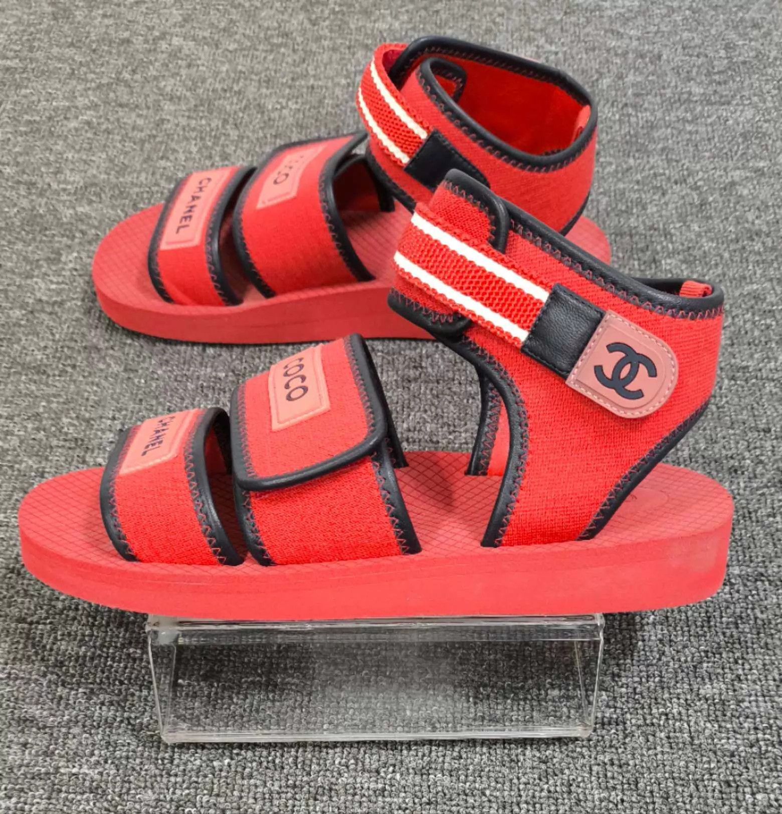 Chanel Chanel red velcro logo slipper 98 new size 38 Size US 7.5 / IT 37.5 - 3 Thumbnail