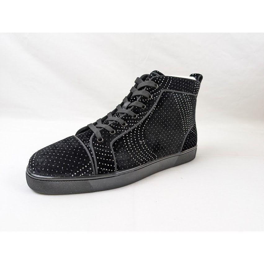 Christian Louboutin o1rshd1 Louis Orlato Flat Hi-Top Sneakers in Black/Silver Size US 12 / EU 45 - 4 Thumbnail