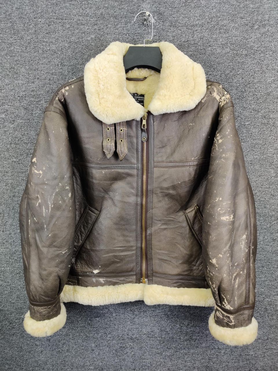 Thrashed Vintage Type B3 Military Sheepskin Leather Jacket