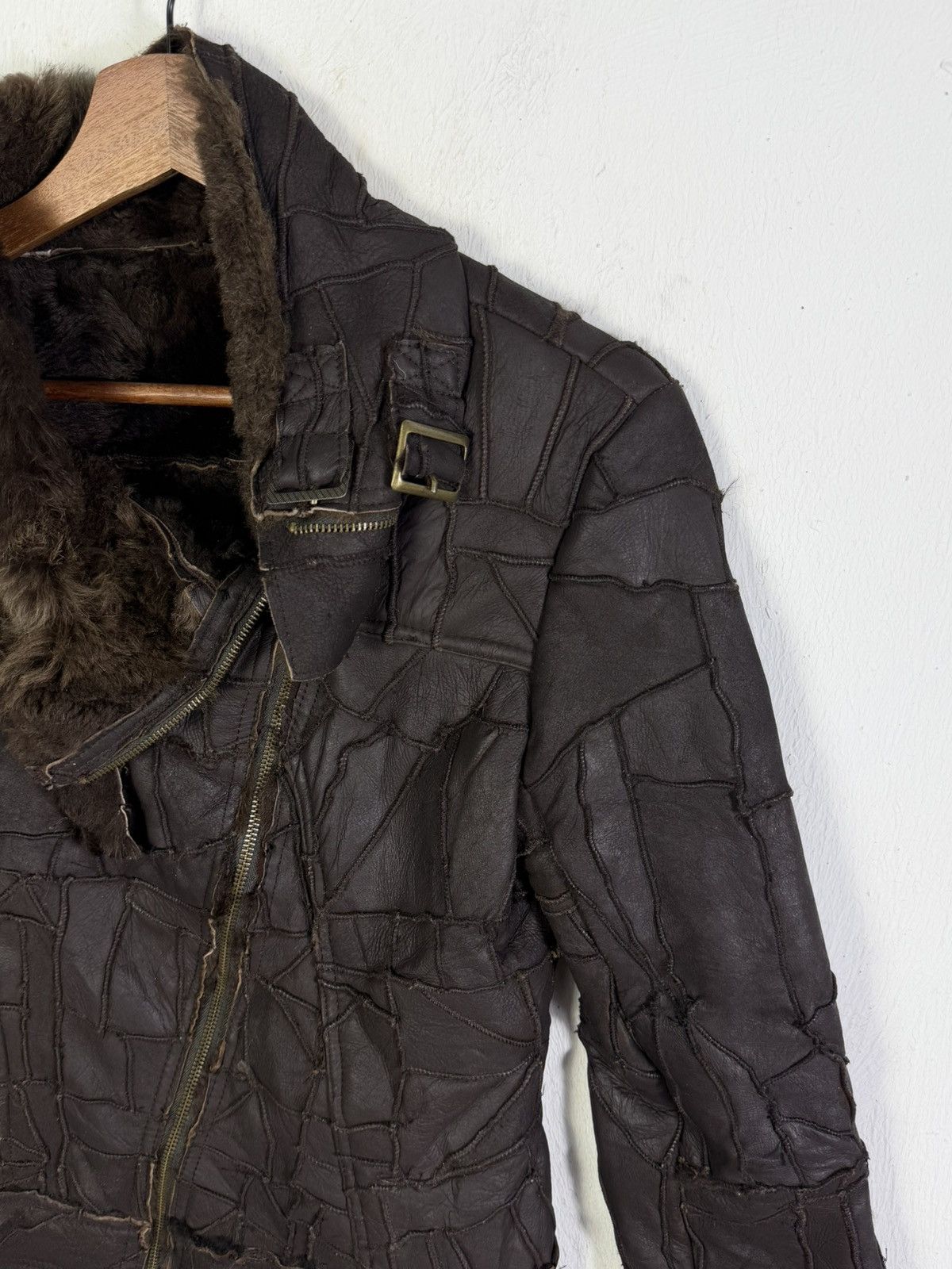 Le Grande Bleu (L.G.B.) Patchwork leather jacket asymmetrical zipper with fur trim Size XS / US 0-2 / IT 36-38 - 5 Thumbnail
