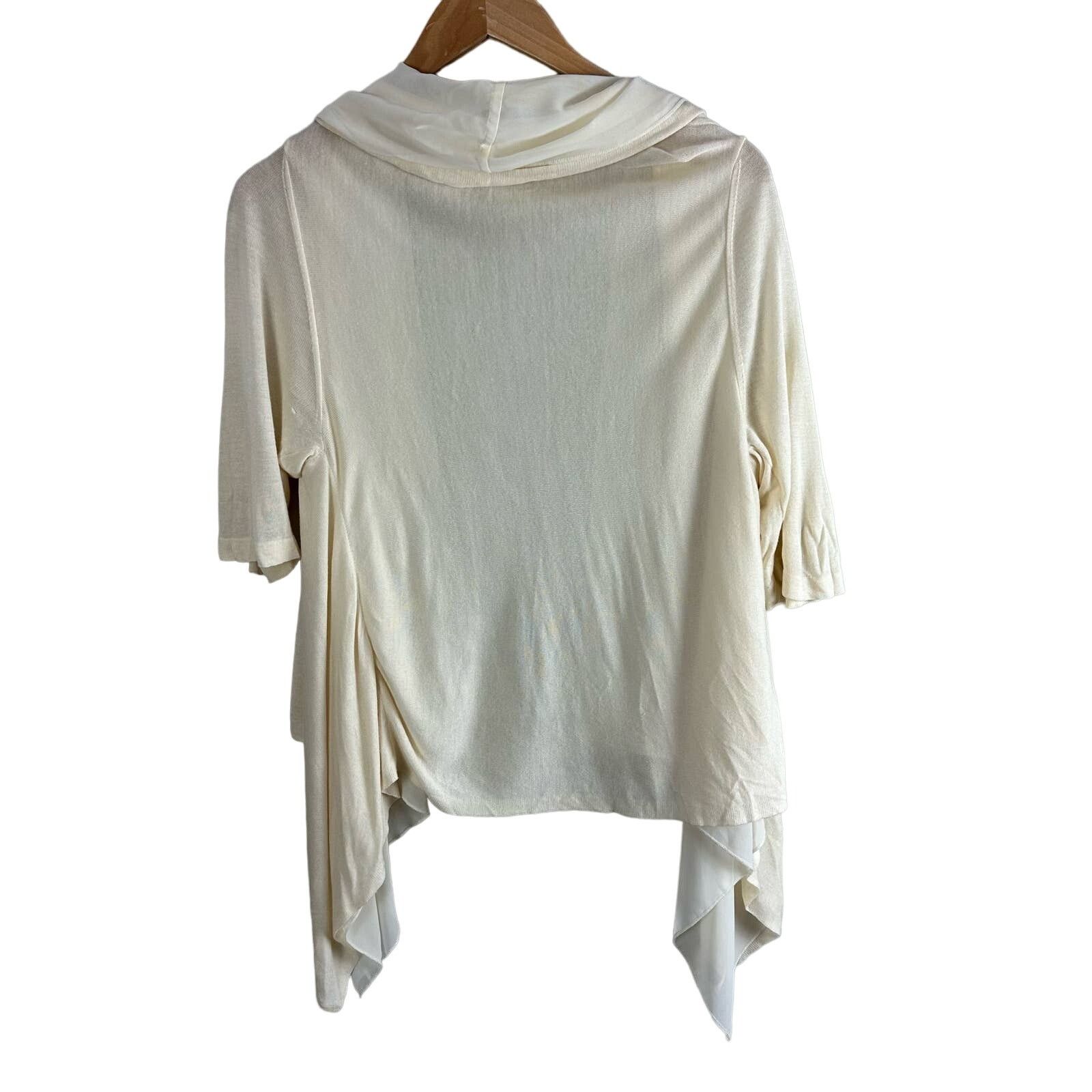 Other Talbots Ivory Chiffon Layered Open Cardigan Sweater S M Size M / US 6-8 / IT 42-44 - 3 Thumbnail