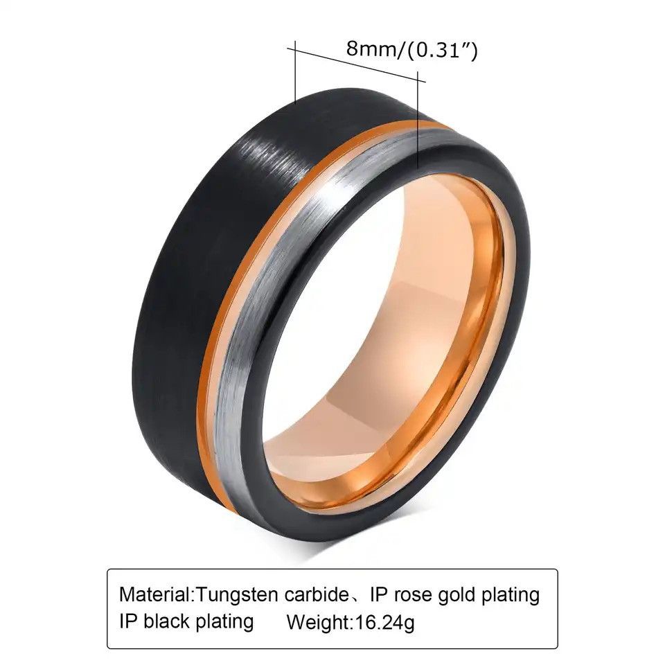 Other Black/Rose Gold Color Tungsten Ring Size ONE SIZE - 2 Thumbnail