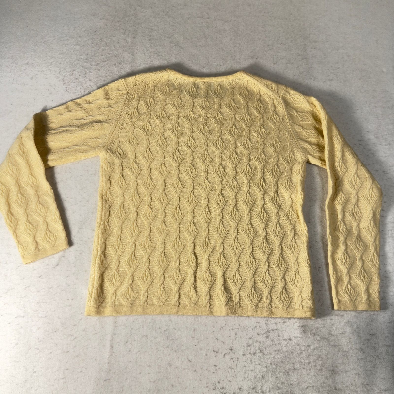 Talbots Talbots Petite 100% Cashmere Yellow Cable Knit Sweater Sz P Size ONE SIZE - 5 Thumbnail