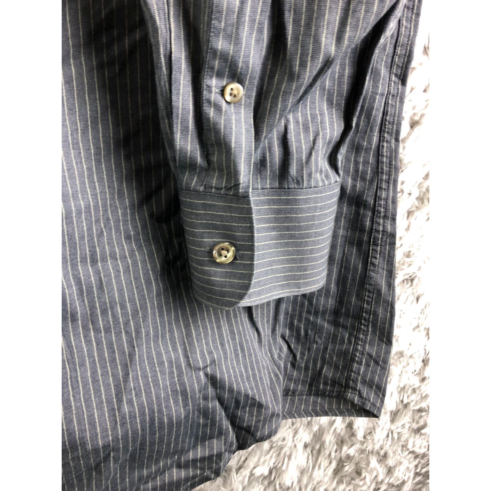 Vintage Paul Fredrick Shirt Size 18 34 Mens Gray Striped Long Sleeve Spread Collar Shirt Size US XXL / EU 58 / 5 - 3 Thumbnail
