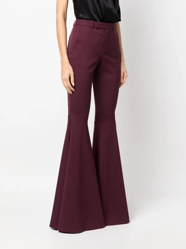 Saint Laurent Paris o1s1wg111024 Flared Pants in Gabardine in Marroon Size 28" / US 6 / IT 42 - 3 Thumbnail
