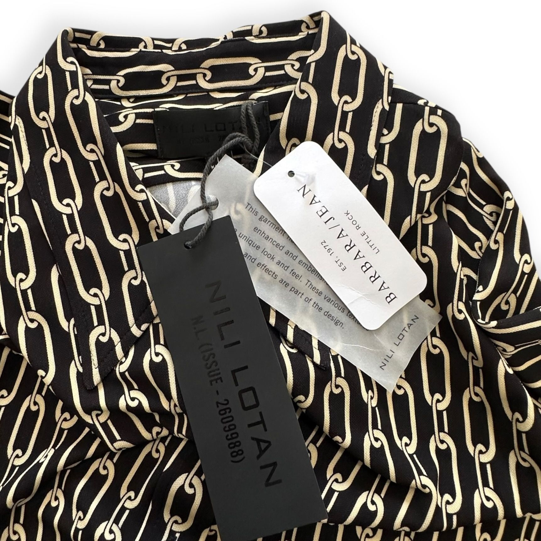 Nili Lotan NILI LOTAN Celestine Print Shirt, Small Chain Print, Size L, Size L / US 10 / IT 46 - 4 Thumbnail