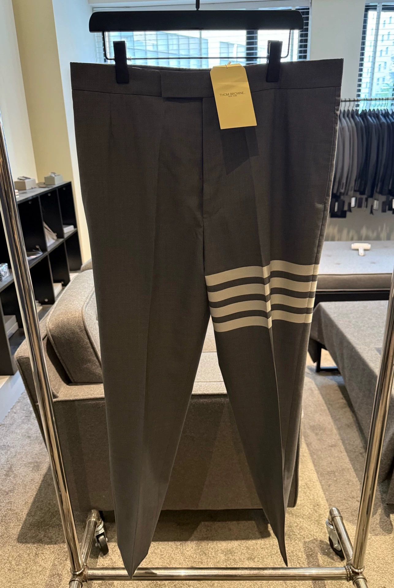 Thom Browne Thom Browne Mid-Grey Four-Bar Wool Trousers Size 3 Size US 36 / EU 52 - 1 Thumbnail