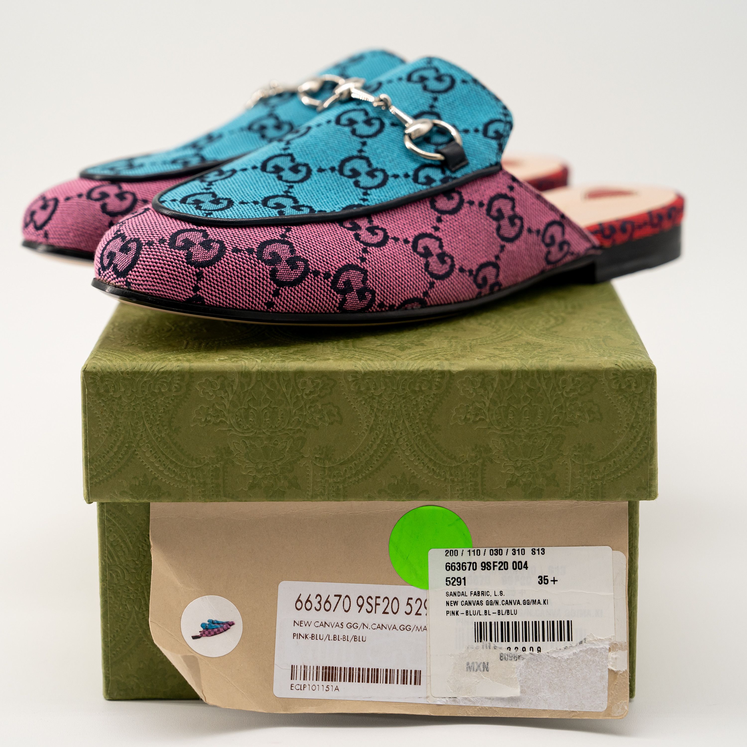 Gucci 35.5G 5.5 US Gucci Princetown Blue Pink GG Mules Slipper Size US 5.5 / IT 35.5 - 10 Thumbnail