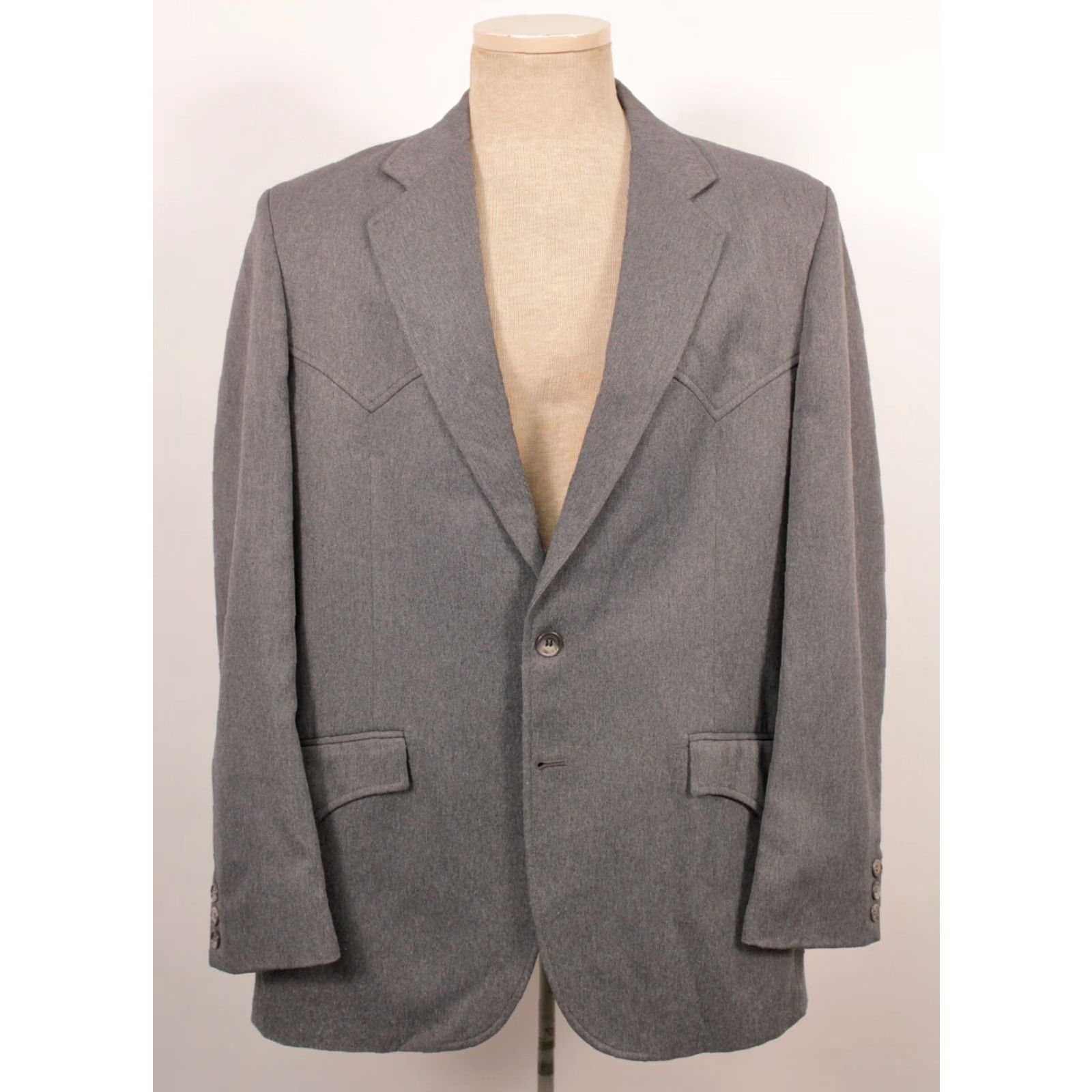 Vintage VINTAGE Circle S Mens Western Leisure Suit 2 PC Grey 1970s 70s 2 PC Sz M Polyester Mens Western Suit Size 40R - 3 Thumbnail