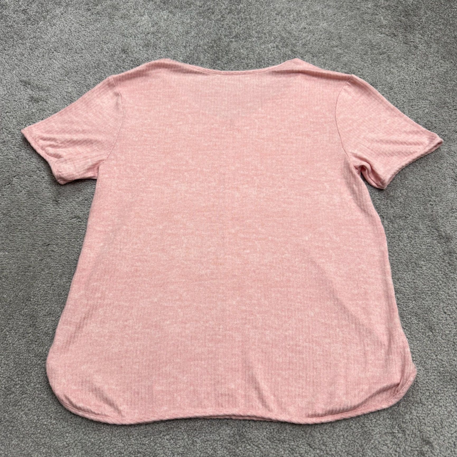 Jockey Jockey T-Shirt Womens Medium Pink Short Sleeve Ribbed Knit V-Neck Tee Size M / US 6-8 / IT 42-44 - 2 Thumbnail