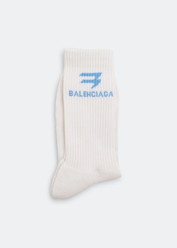 Balenciaga o1s1rm0424 Size: OS Sporty B Tennis Socks in Beige Size ONE SIZE - 1 Thumbnail