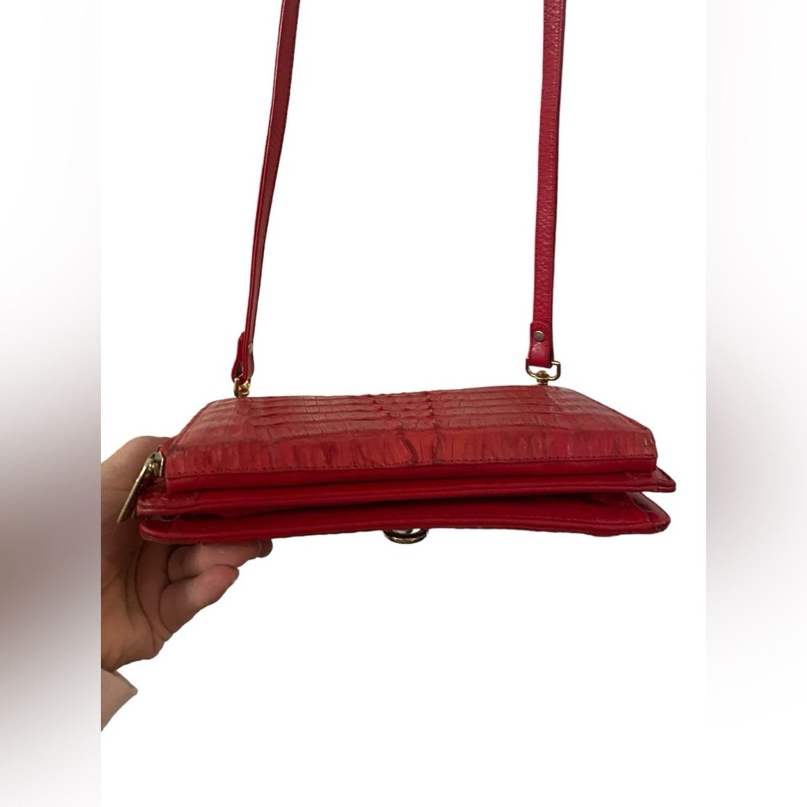 Other LOS ALTOS BOOTS Western Wear Croc Leather Purse Handbag Red Size ONE SIZE - 8 Thumbnail