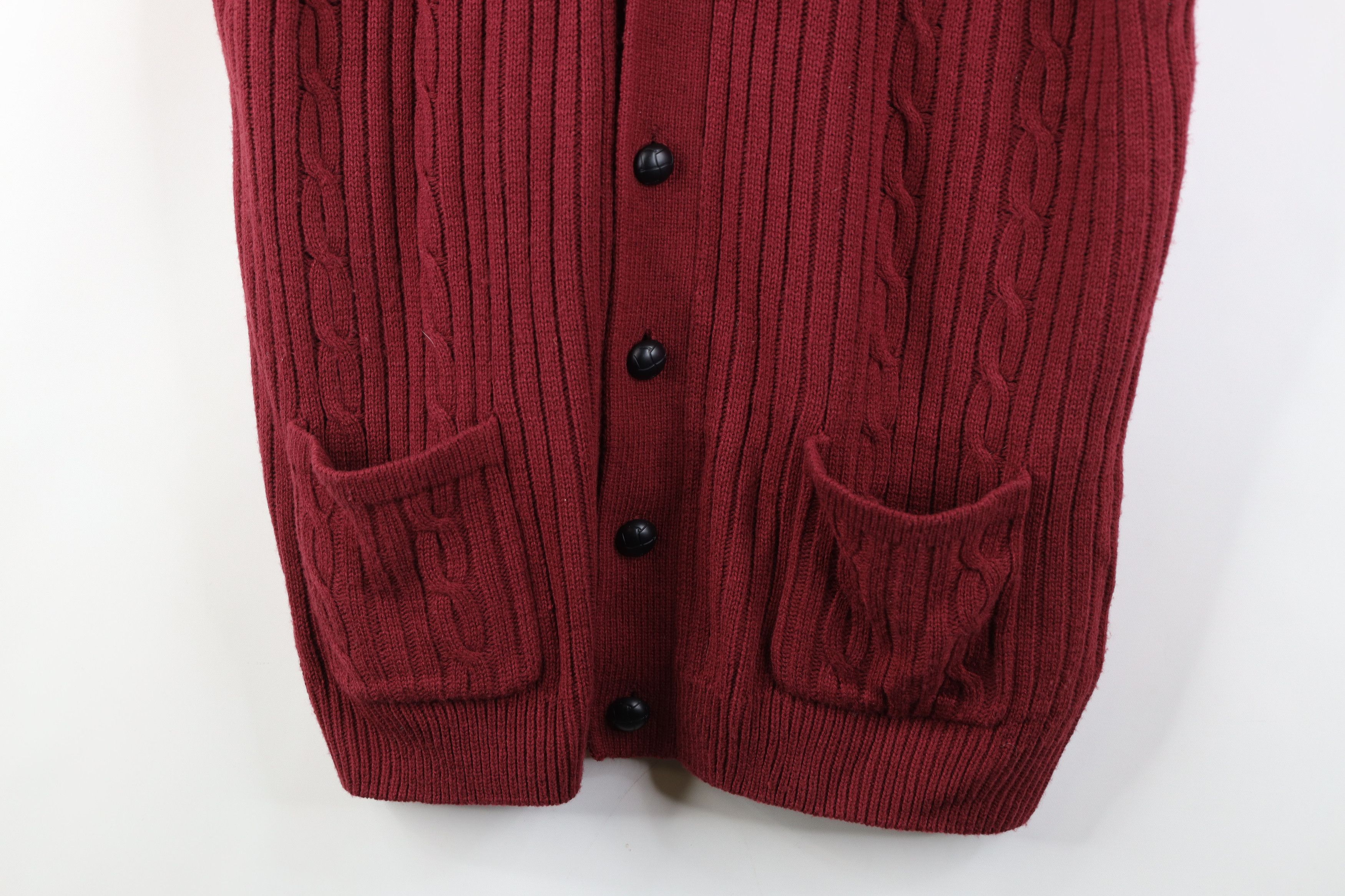 Vintage Vintage 90s Streetwear Cable Knit Fisherman Sweater Vest Red Size US L / EU 52-54 / 3 - 3 Thumbnail