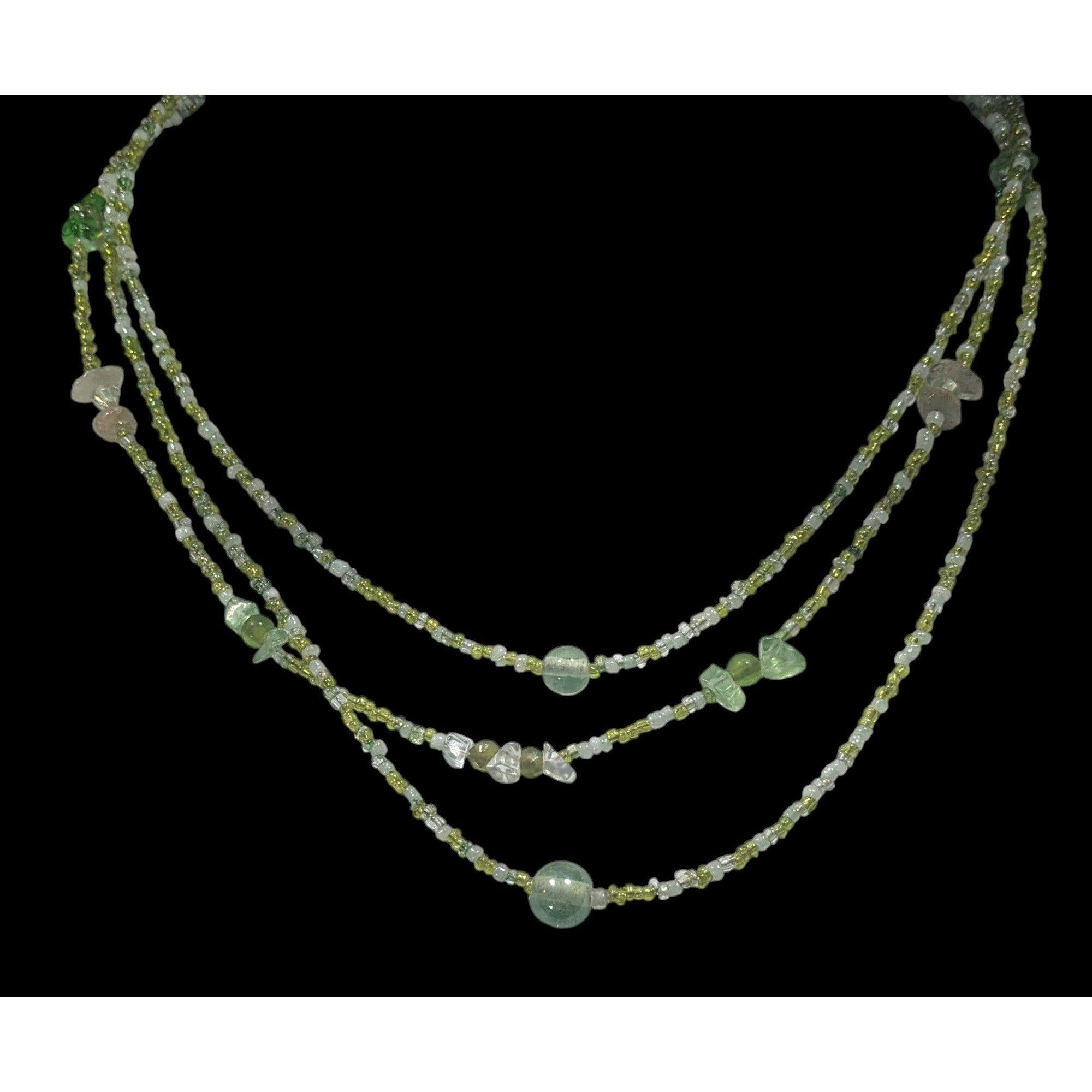 Other Nature Inspired Green Glass Layered Beaded Necklace Size ONE SIZE - 2 Thumbnail