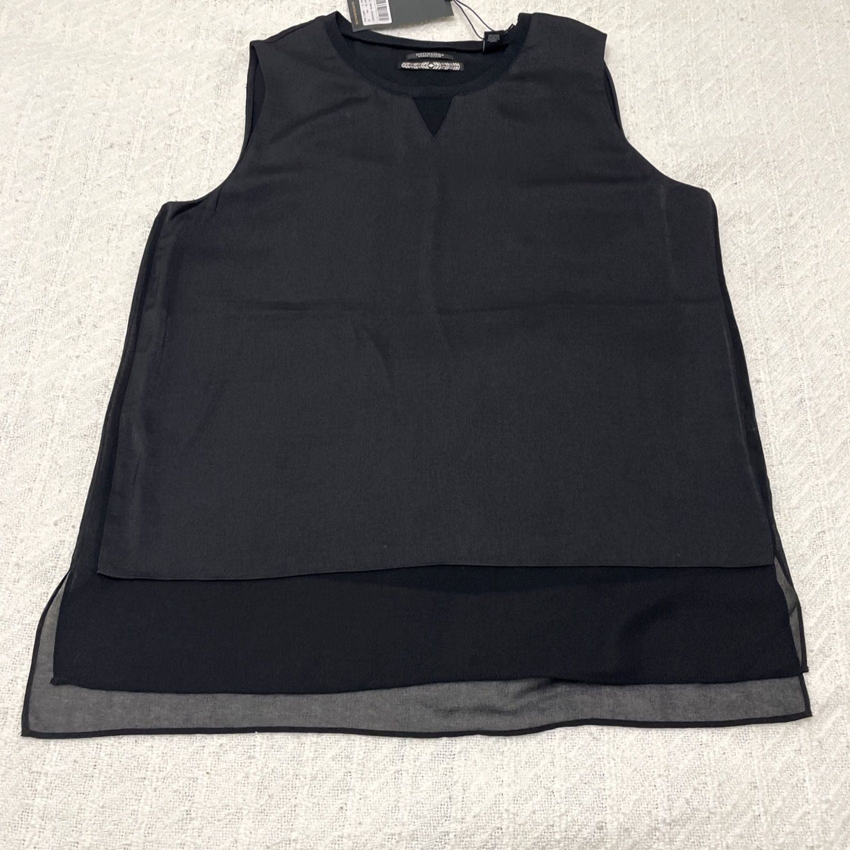 Scotch & Soda NWT Scotch & Soda Maison Scotch Black Tank Top Sheer Panel Layered Sz L (Size L) Womens Tank Top Black Sheer 98$ Size L / US 10 / IT 46 - 2 Thumbnail