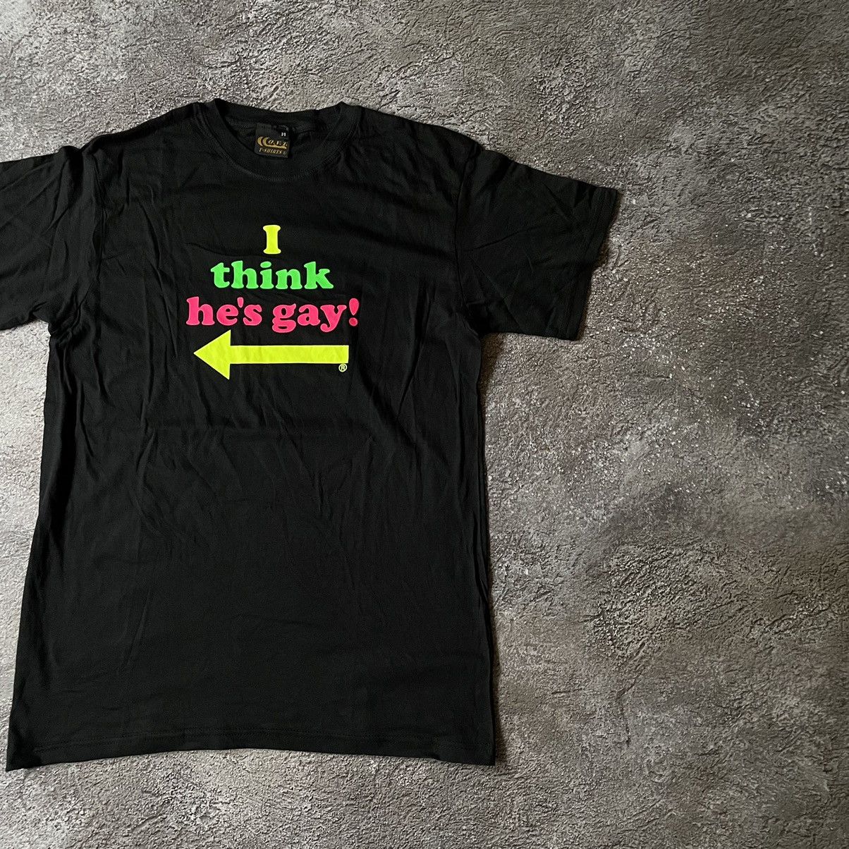 Vintage Vintage Y2K Graphic Tee Think Hes Gay Black Goth Grail M Size US M / EU 48-50 / 2 - 2 Thumbnail