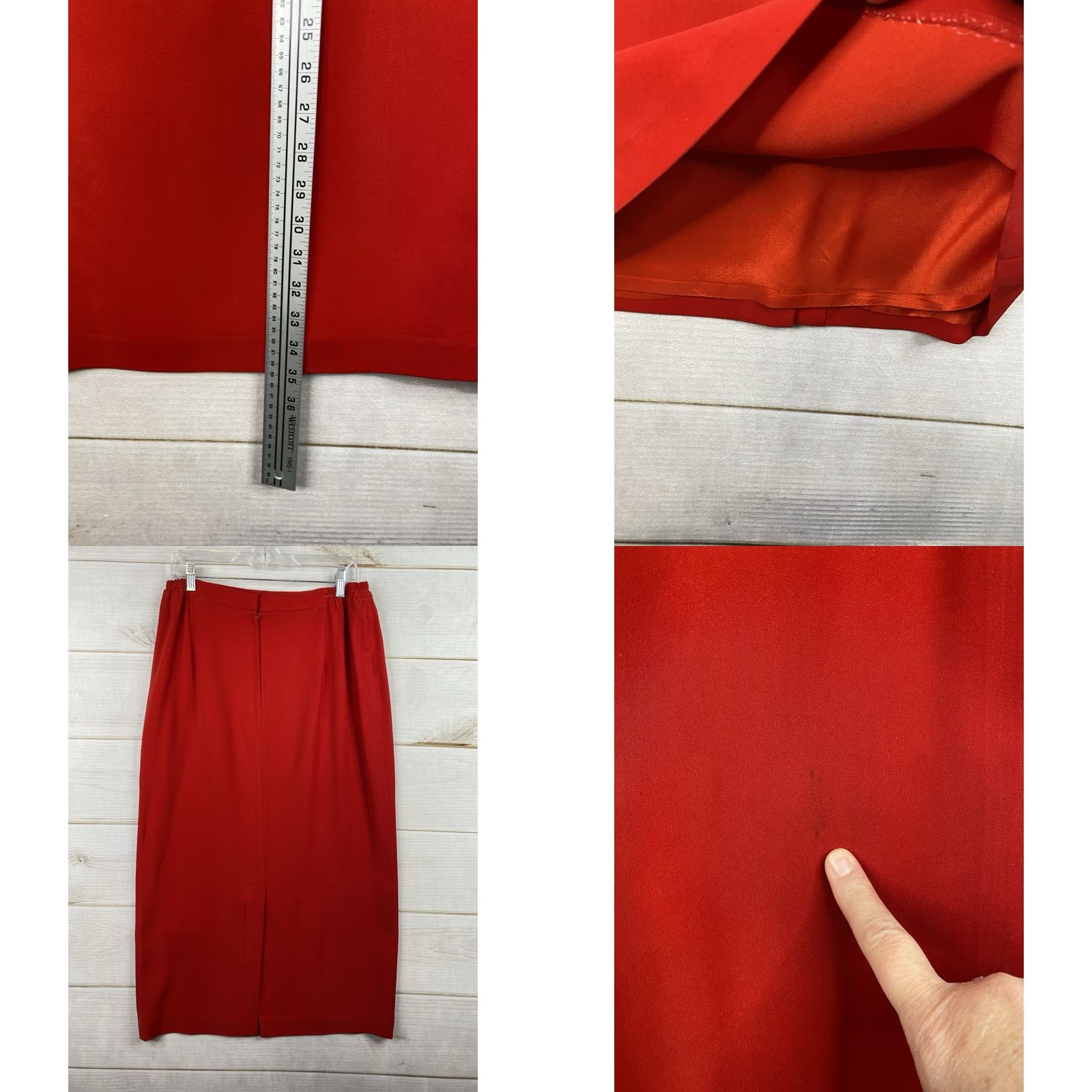 Marcs Ben Marc Red Skirt Suit 2pc Sz 12 Velvet? Faux Fur Jacket Vintage No Size 34" / US 12 / IT 48 - 9 Thumbnail