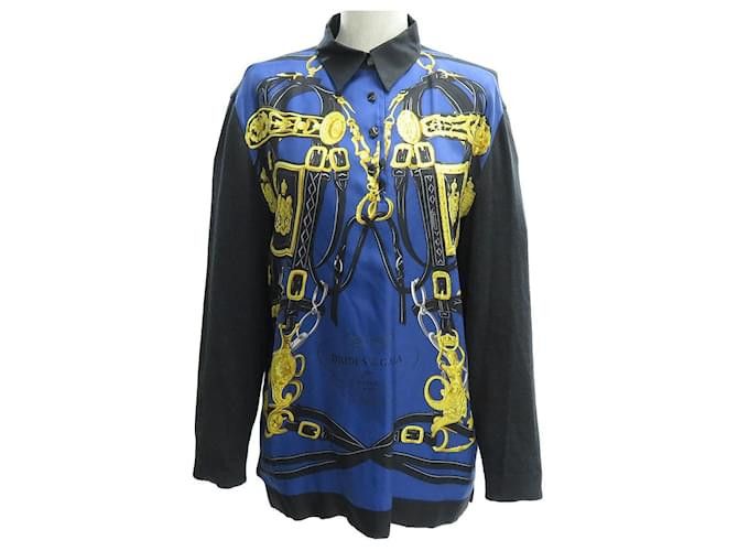 Hermes Bride de Gala Polo-shirt in printed silk & black knit Hermès Size S / US 4 / IT 40 - 2 Thumbnail
