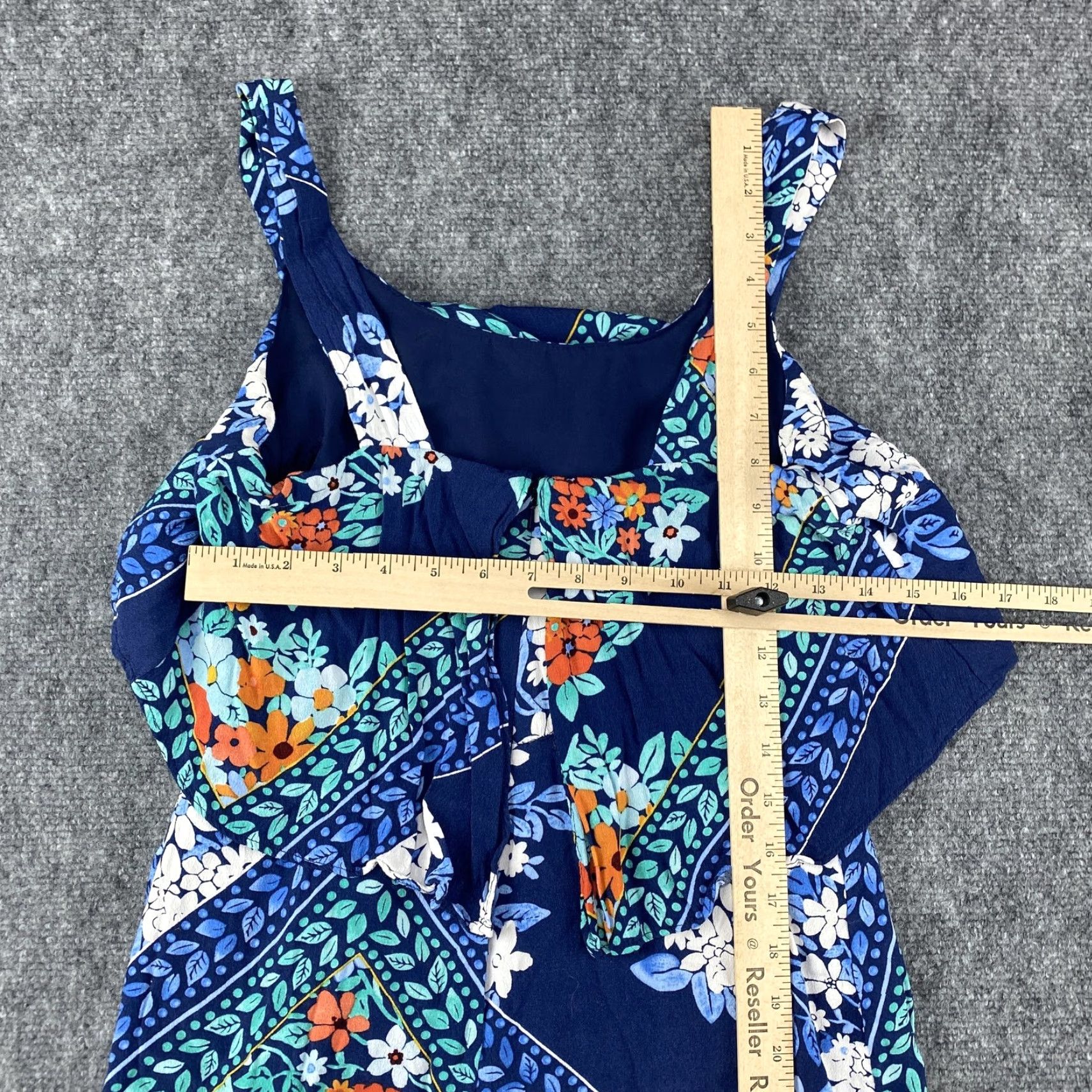Vintage Maeve Anthropologie Dress Womens 2 Blue Floral Ruffle Sleeveless Lined Summer Dress Size XS / US 0-2 / IT 36-38 - 6 Thumbnail