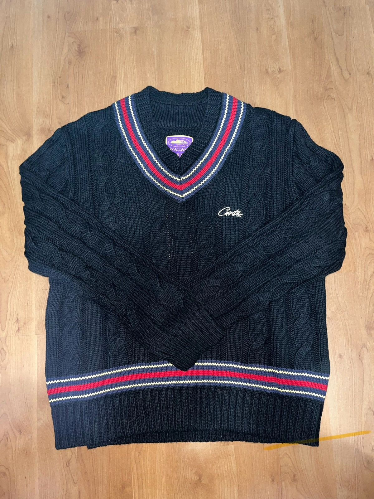 Corteiz Corteiz Crest Knit Sweater - Black (Size M) | Grailed