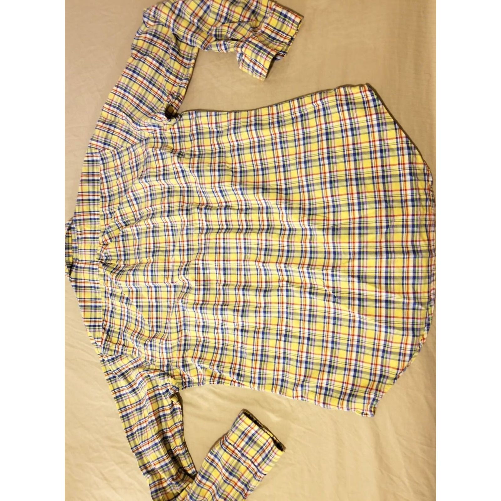 Polo Ralph Lauren VINTAGE Polo Ralph Lauren Mens Polo Shirt M Yellow Plaid Cotton Button-Up Long Sleeve M Size 40R - 5 Thumbnail