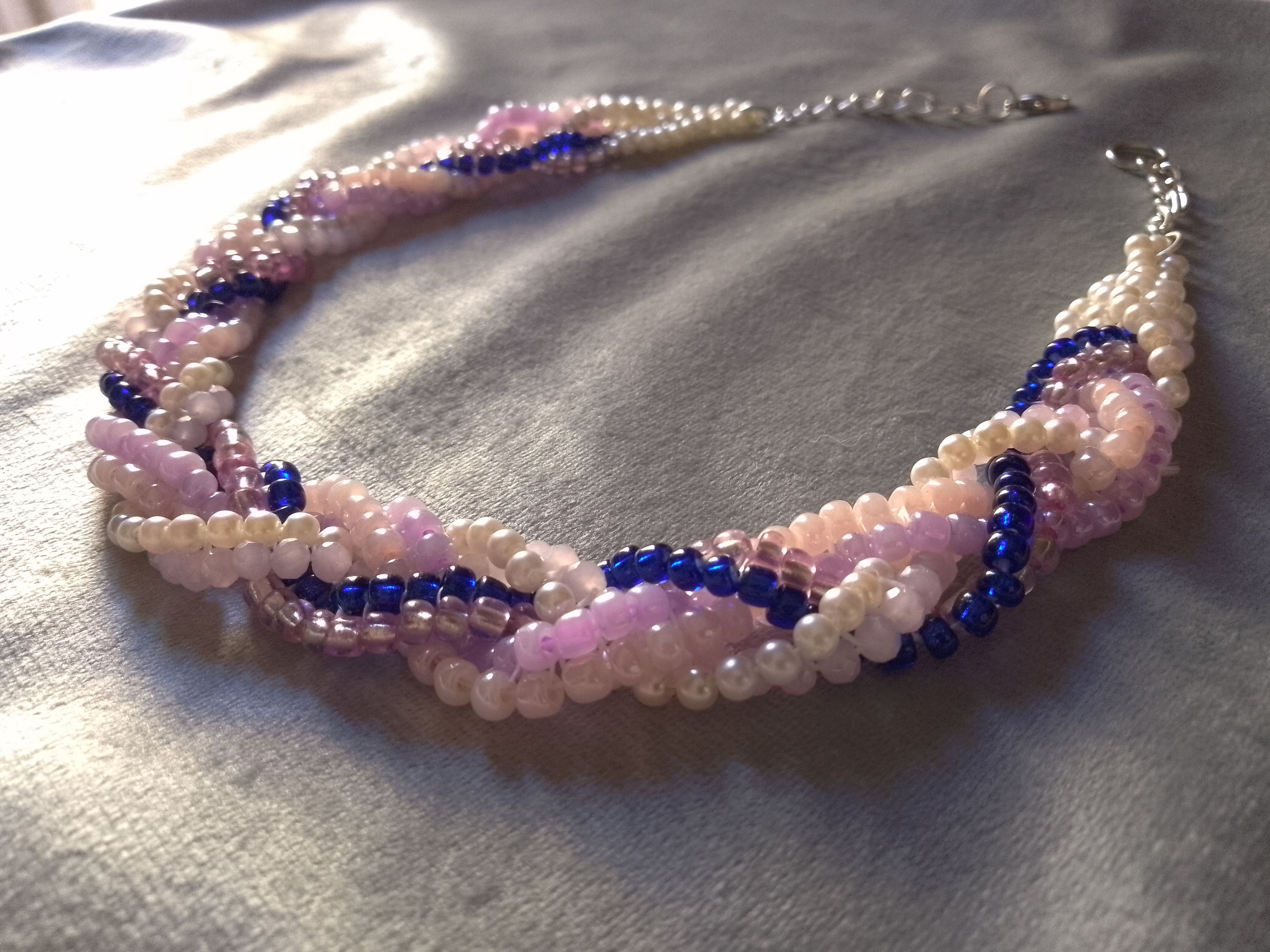 Handmade Necklace Braided Vintage Style Pearls Crystals Elegant Size ONE SIZE - 9 Thumbnail