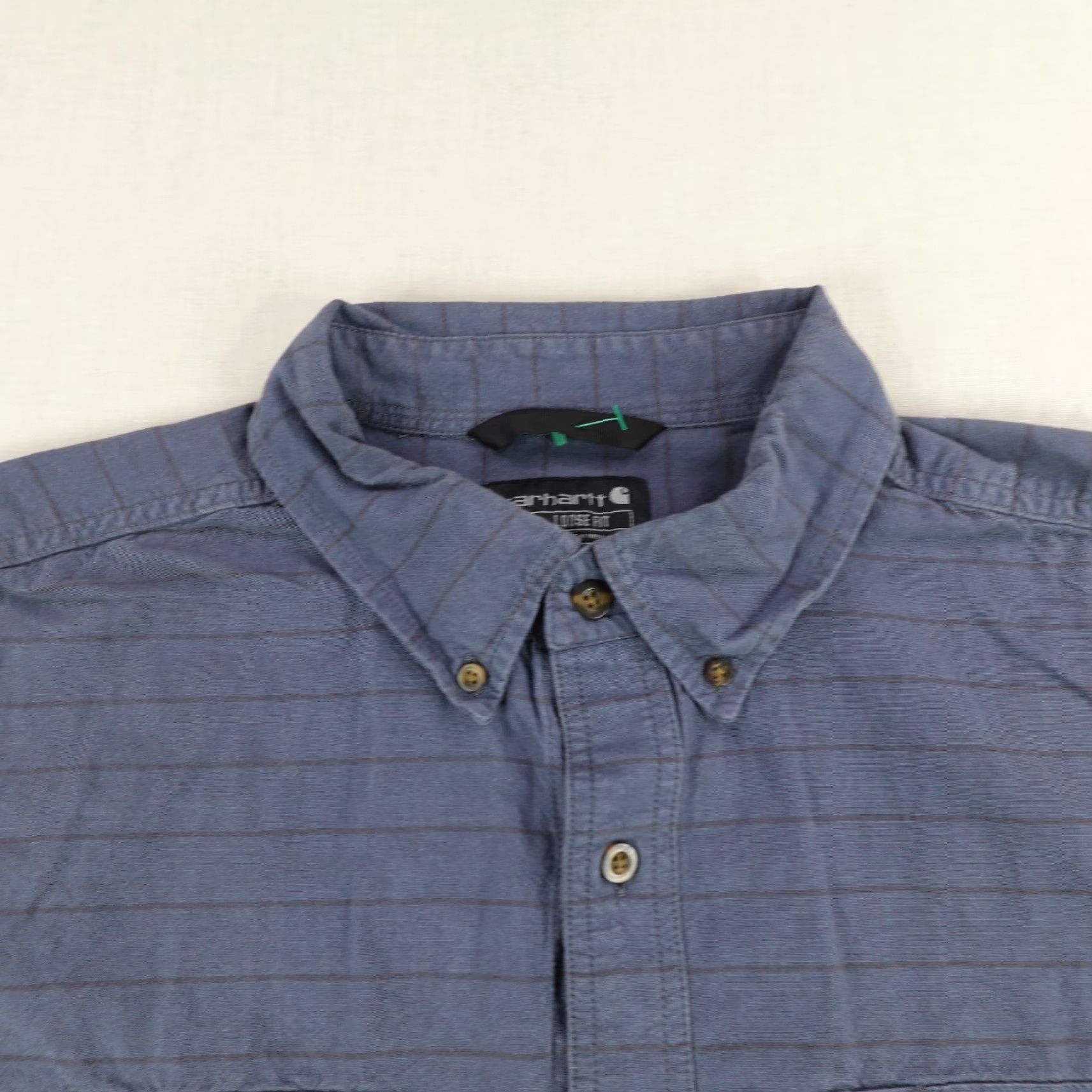 Carhartt VINTAGE Carhartt Shirt Mens 2XL Blue Striped Twill Button-Up Workwear Regular Fit Mens Size US XXL / EU 58 / 5 - 2 Thumbnail