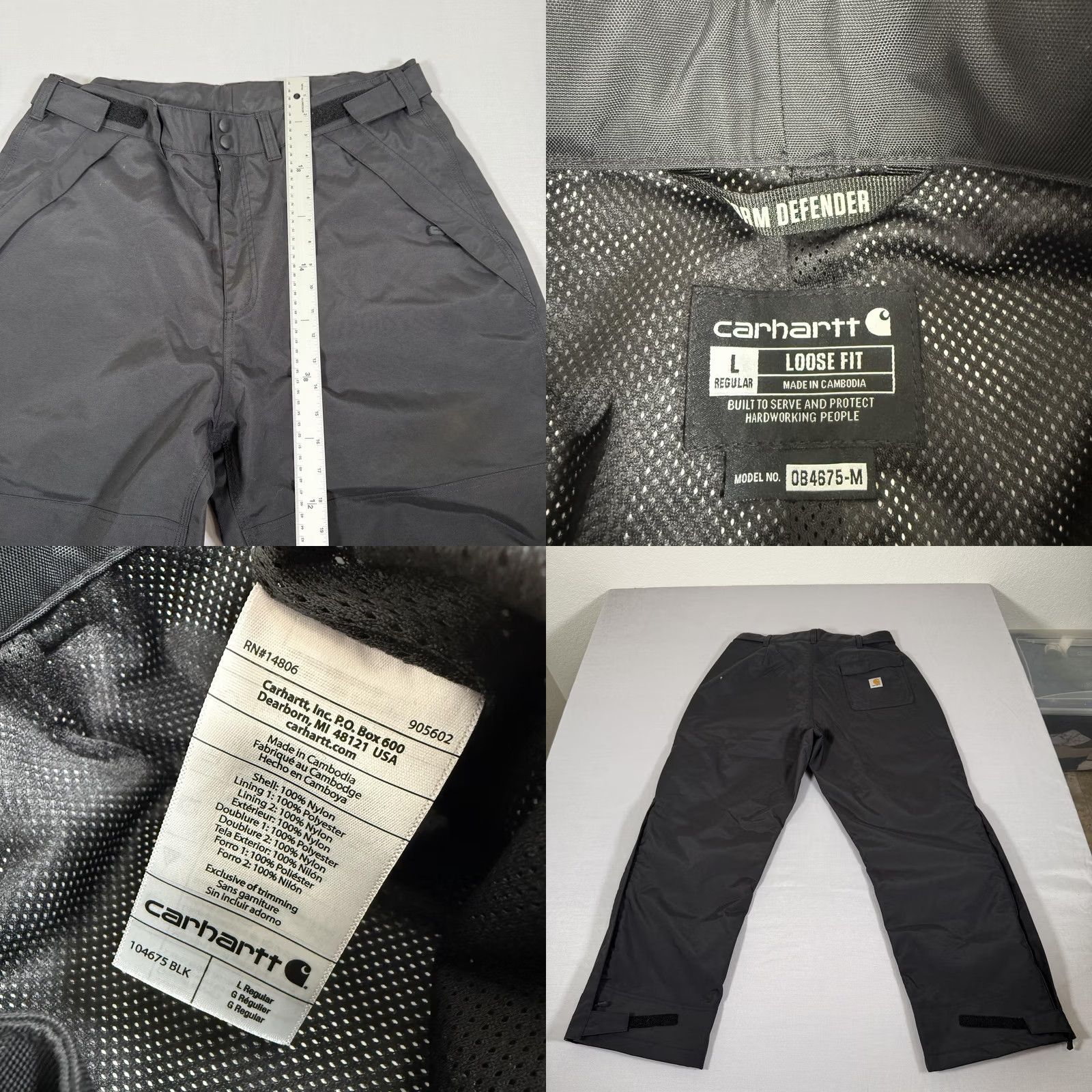 Carhartt Carhartt Storm Defender Insulated Snow Pants Mens Large Black Waterproof Workwear Snow Pants Regular L Size US 33 - 8 Thumbnail