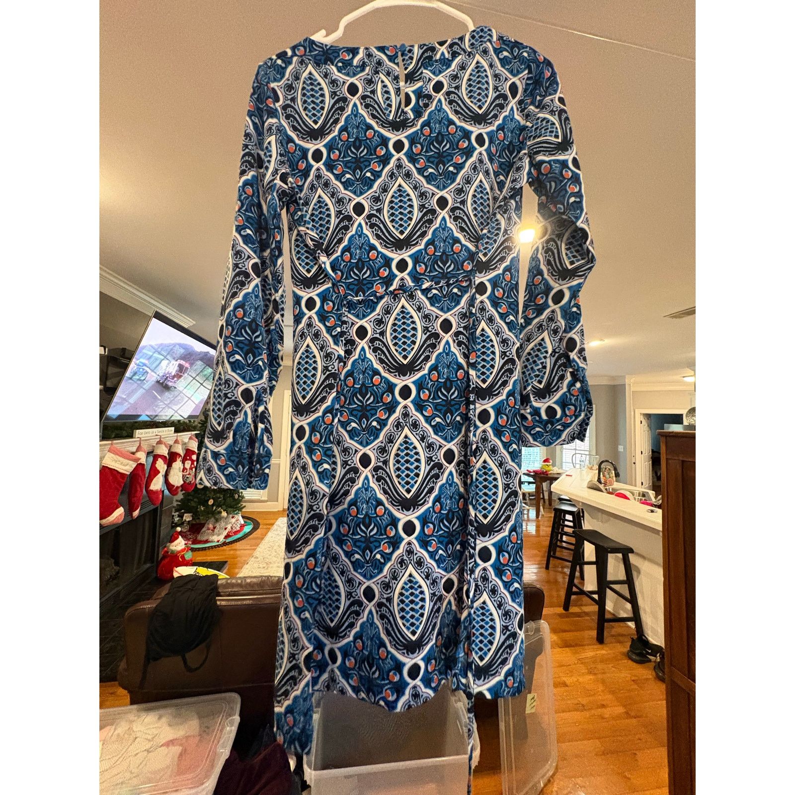 Loft LOFT Outlet Petite Small Blue Long Sleeve Shift Dress Size S / US 4 / IT 40 - 4 Thumbnail