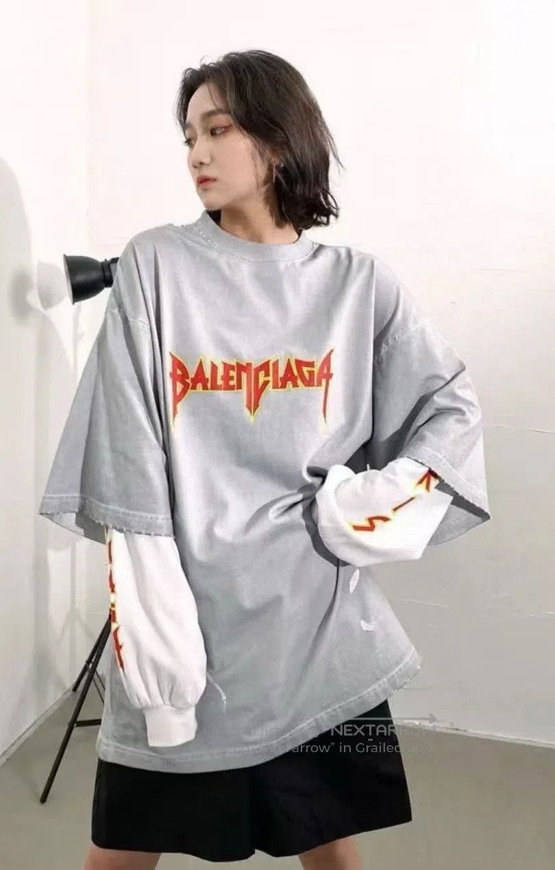 Balenciaga Balenciaga Metallica Lightning Logo Longsleeve T. Size US L / EU 52-54 / 3 - 6 Thumbnail