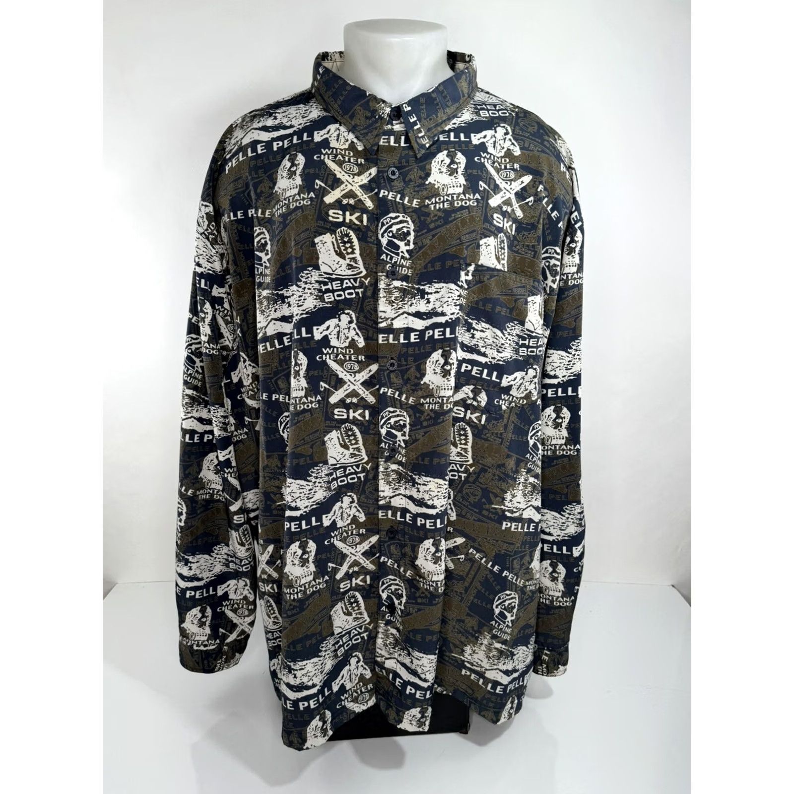 Pelle Pelle PELLE PELLE MARC BUCHANAN Ski Mountain Theme Shirt Mens 4XL Green Charcoal White Size US XXL / EU 58 / 5 - 2 Thumbnail
