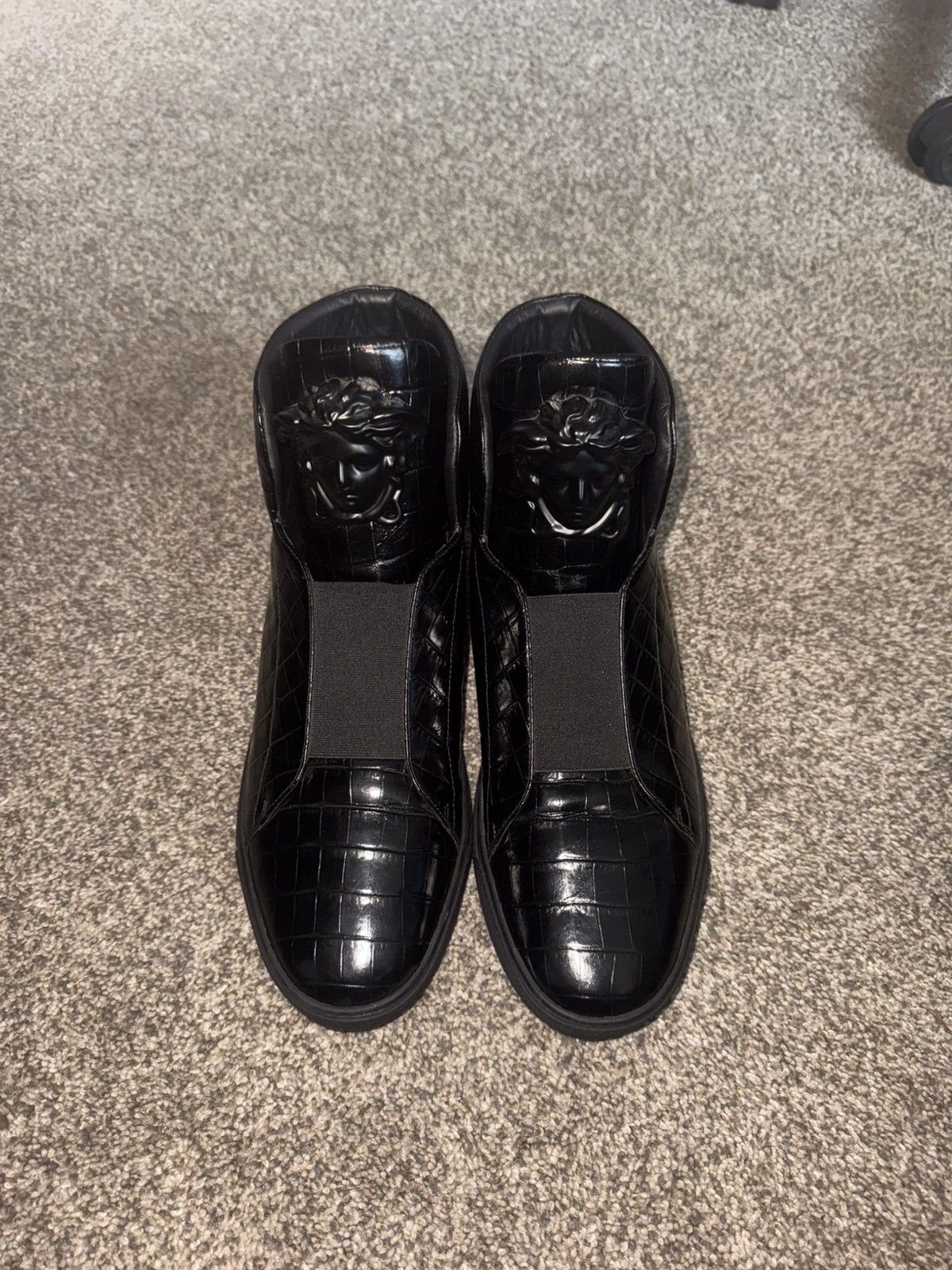 Versace Versace Black Leather Medusa High Top Sneakers (Size 13) Size US 13 / EU 46 - 3 Thumbnail
