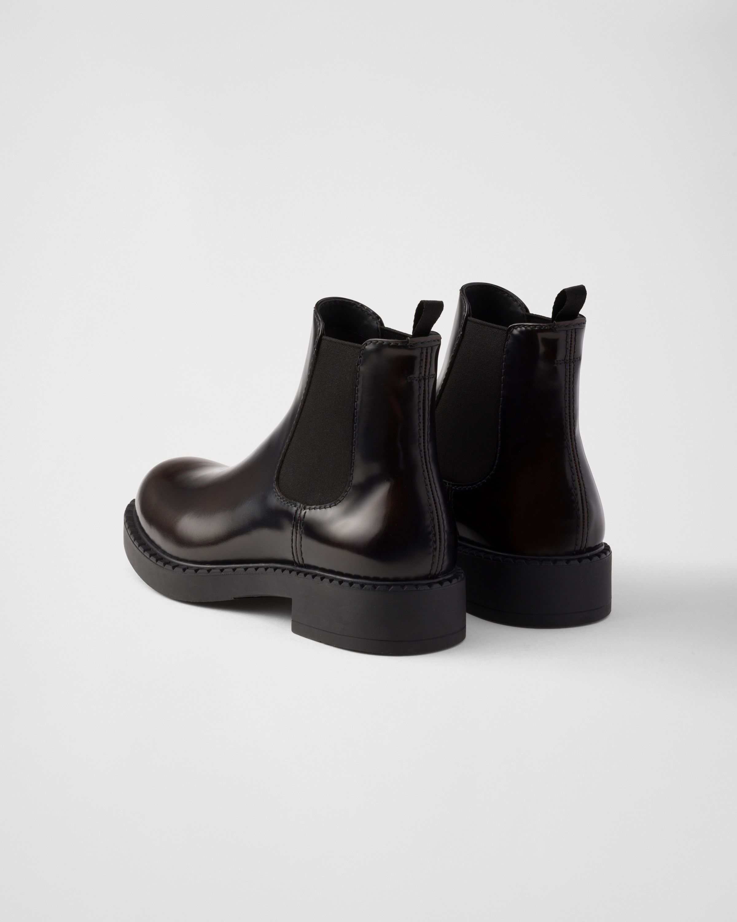 Prada o1la1rc1a0925 Brushed Leather Chelsea Boots in Brown/Black Size US 10 / EU 43 - 5 Thumbnail