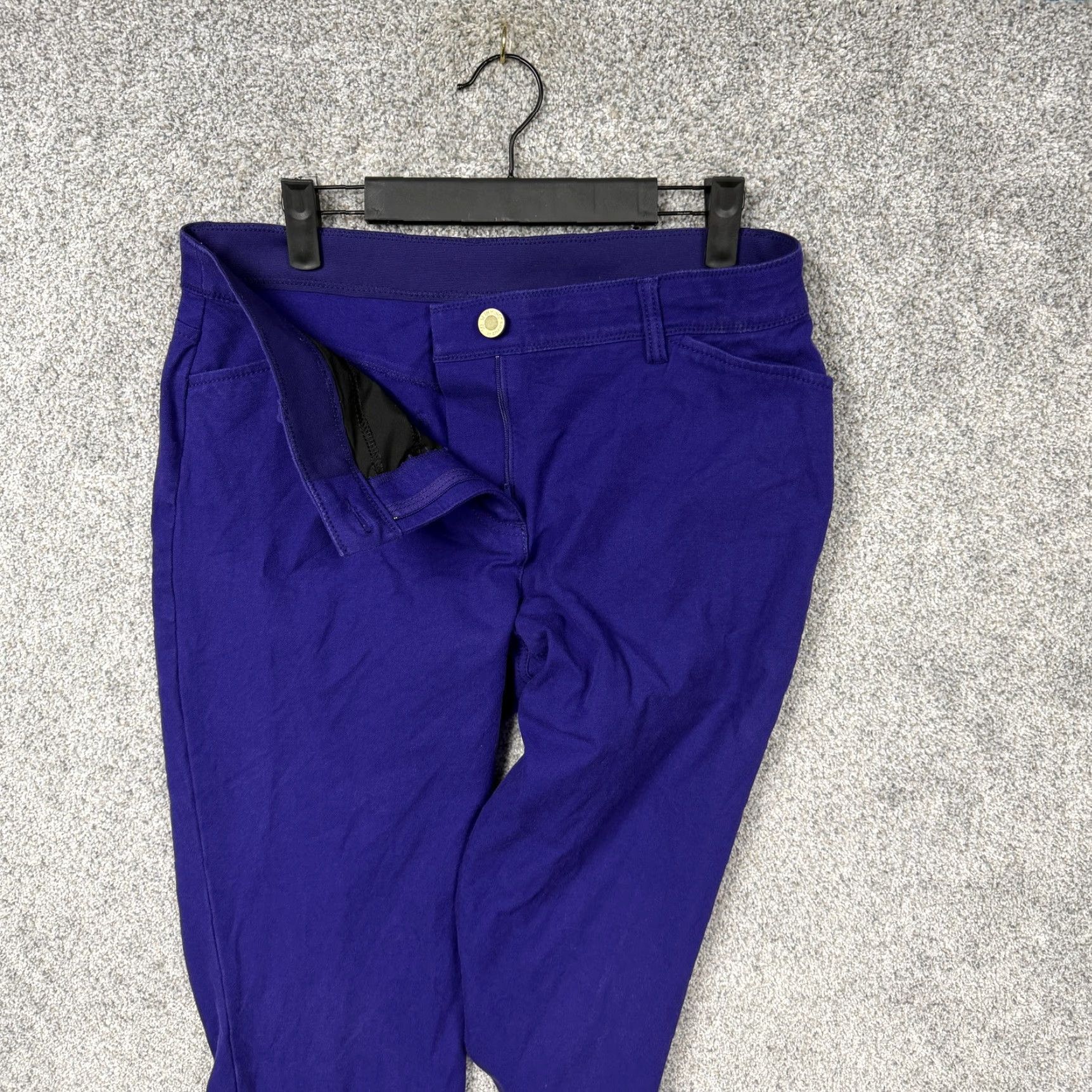 Vintage Chico's So Slimming Chino Pants Women 34x30 Purple Tapered Stretch Office Casual Slimming Front Flat Button Zip Pockets Size 25" / US 0 / IT 36 - 6 Thumbnail