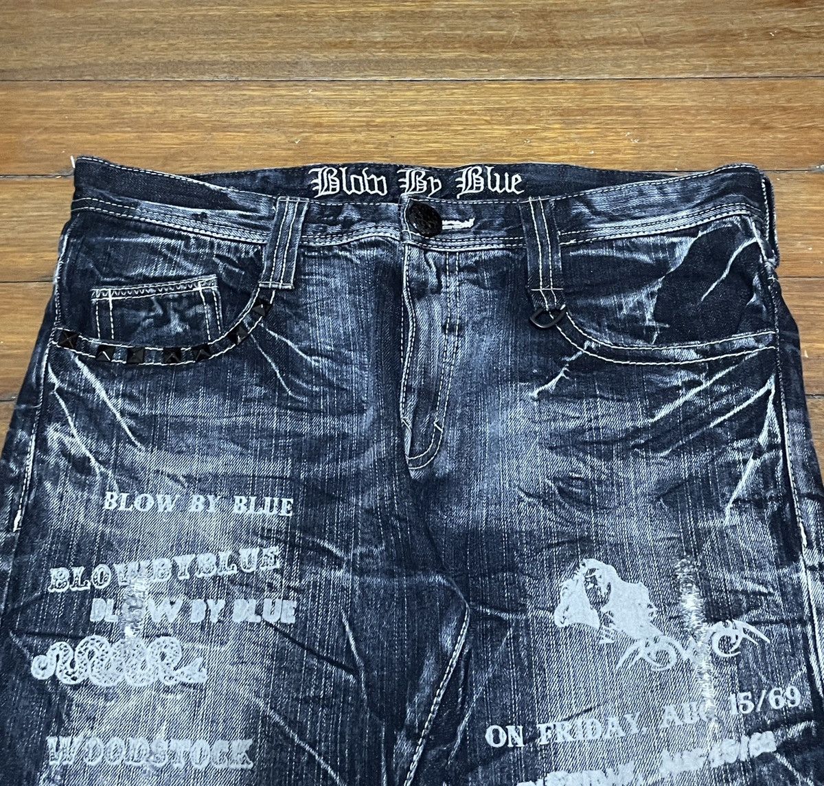 If Six Was Nine Very Rare Design Vintage Blow By Blue Distressed Jeans 2000s Size US 33 - 3 Thumbnail