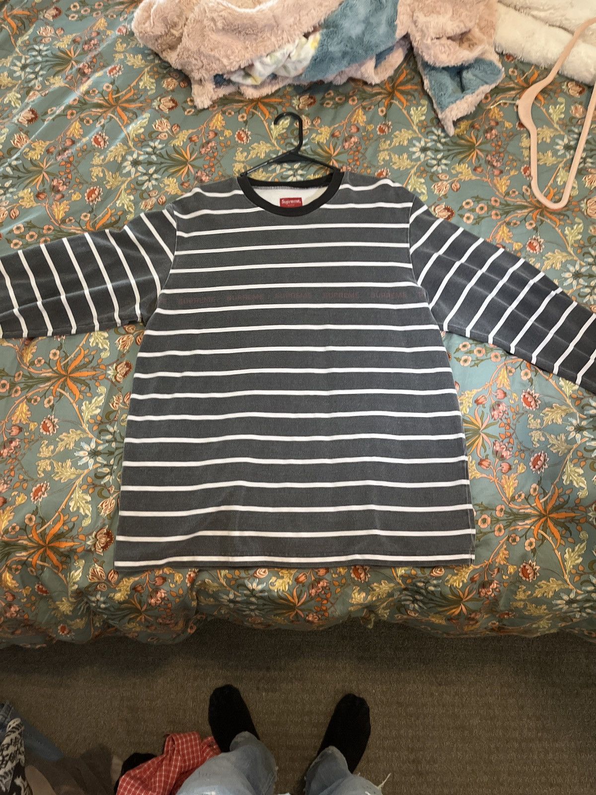 Supreme Supreme Printed Stripe Pique L/S Top | Grailed