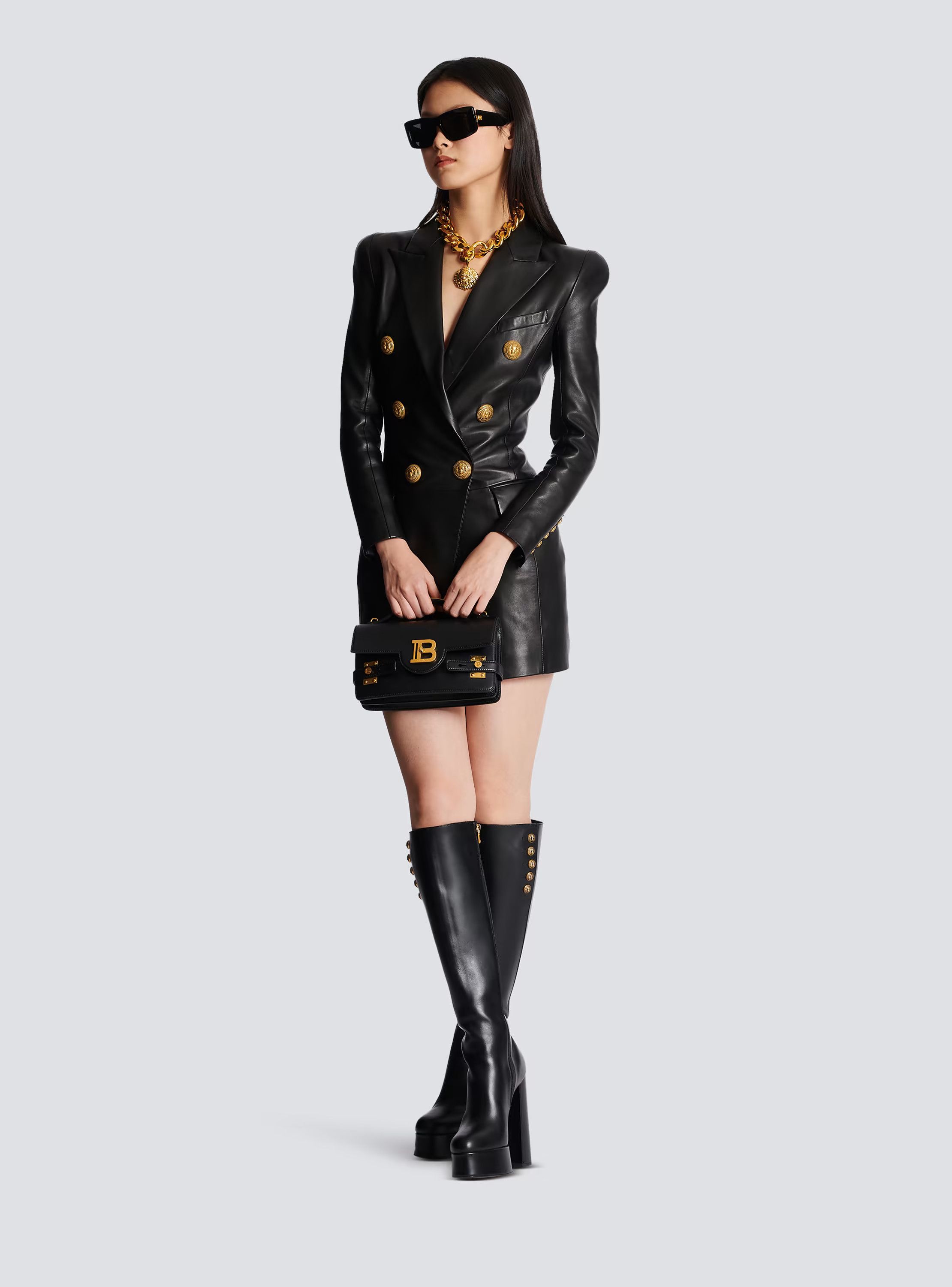 o1w1db10624 Leather Blazer in Black