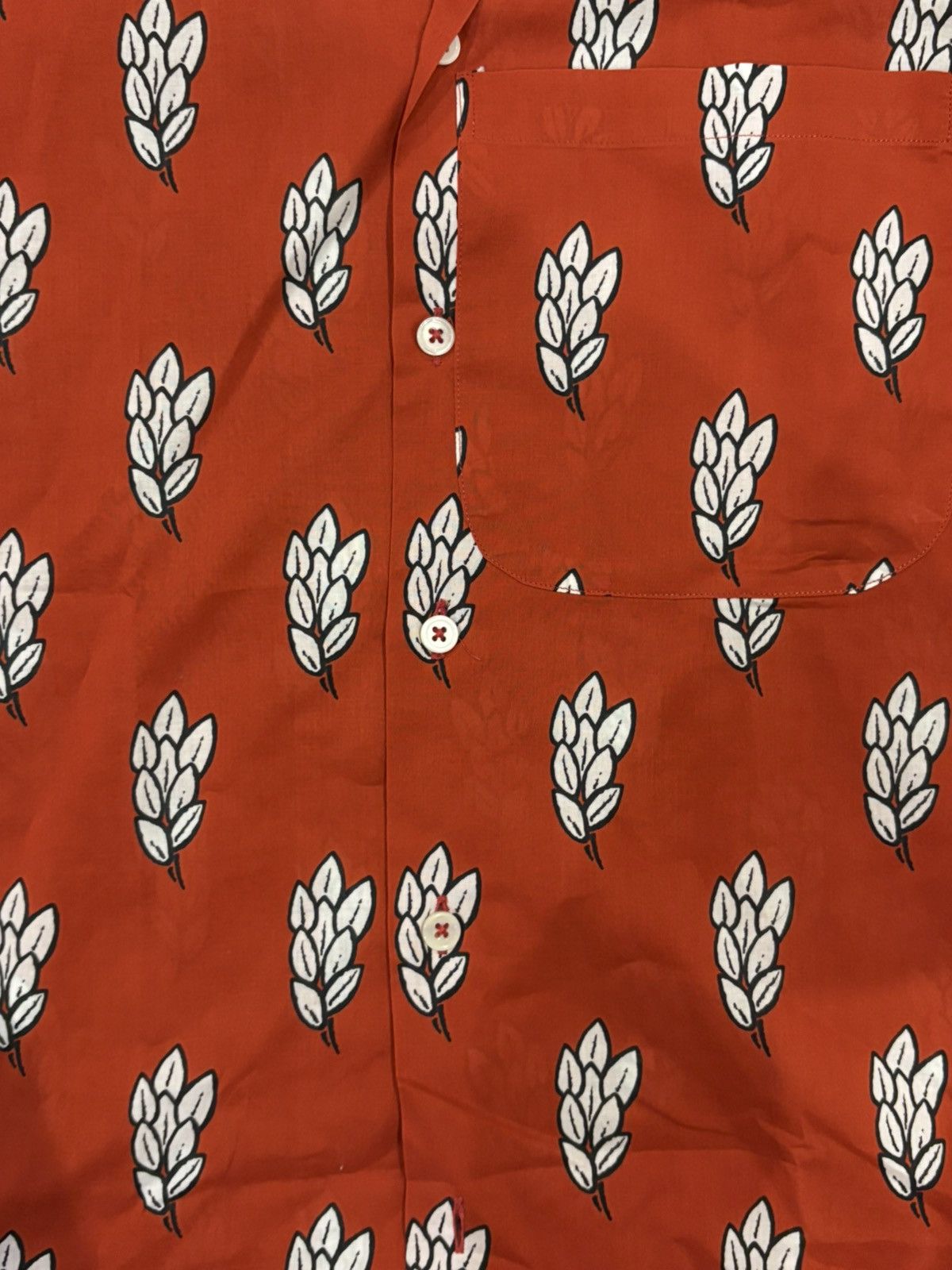 Jacquemus Le Gadjo Red Wheat Motif Short Sleeve Shirt Size US S / EU 44-46 / 1 - 6 Thumbnail