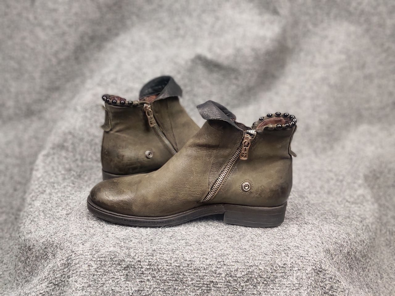 A.S.98 A.S.98 Airstep Design Swamp green Ankle Zip Leather Boots Size US 10 / IT 40 - 13 Thumbnail