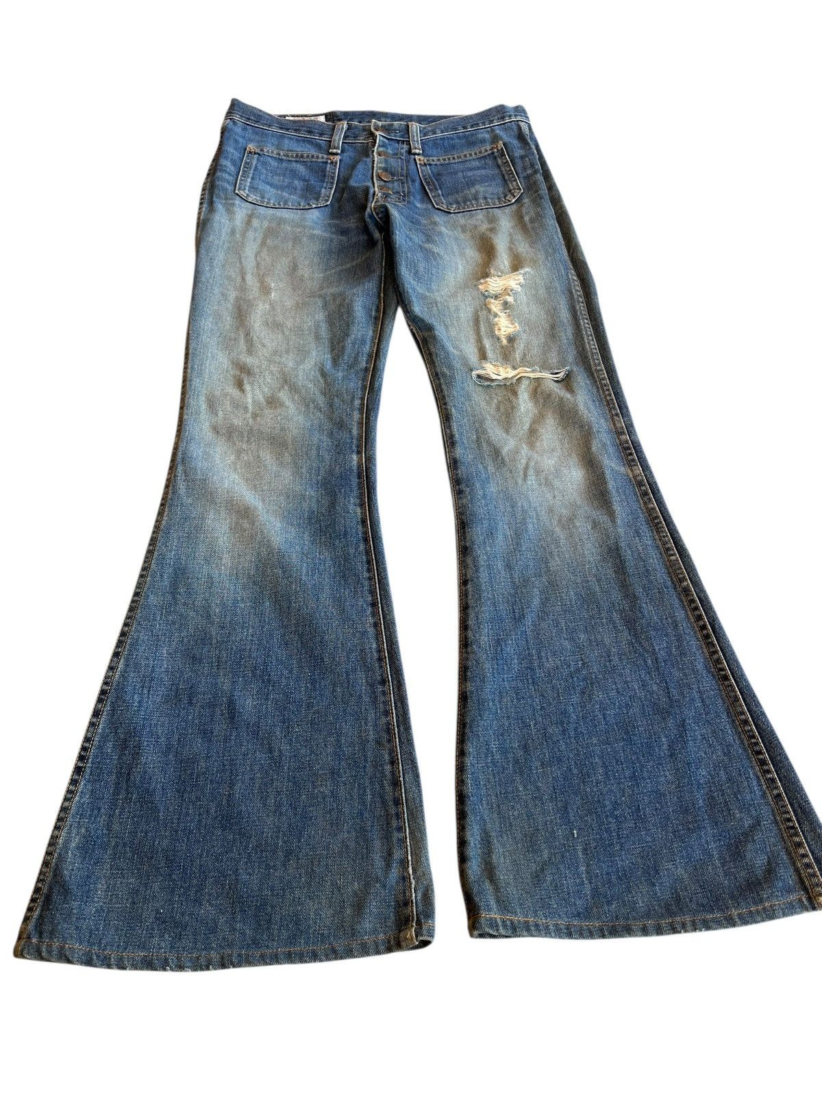 Japanese Brand Vintage BigJohn Super Bootcut Distressed Mudwash Jean Size US 31 - 1 Thumbnail
